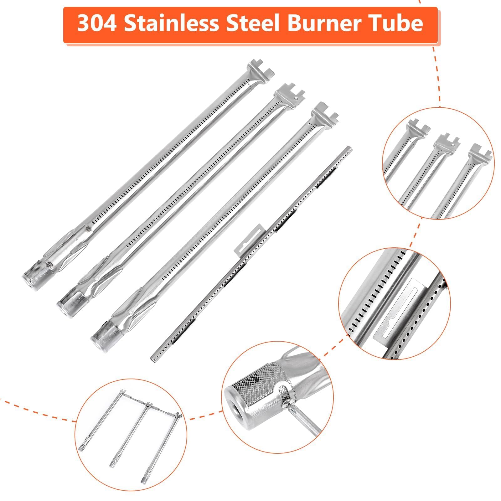 GFTIME 69787 45.7cmTubo Bruciatore per griglia Acciaio Inossidabile per Weber Spirit Ⅰ & Ⅱ 300 Serie, Spirit E310 S310 E320 S320 E330 S330 SP-330 (2013 e successivi)（Manopole di controllo anteriore）