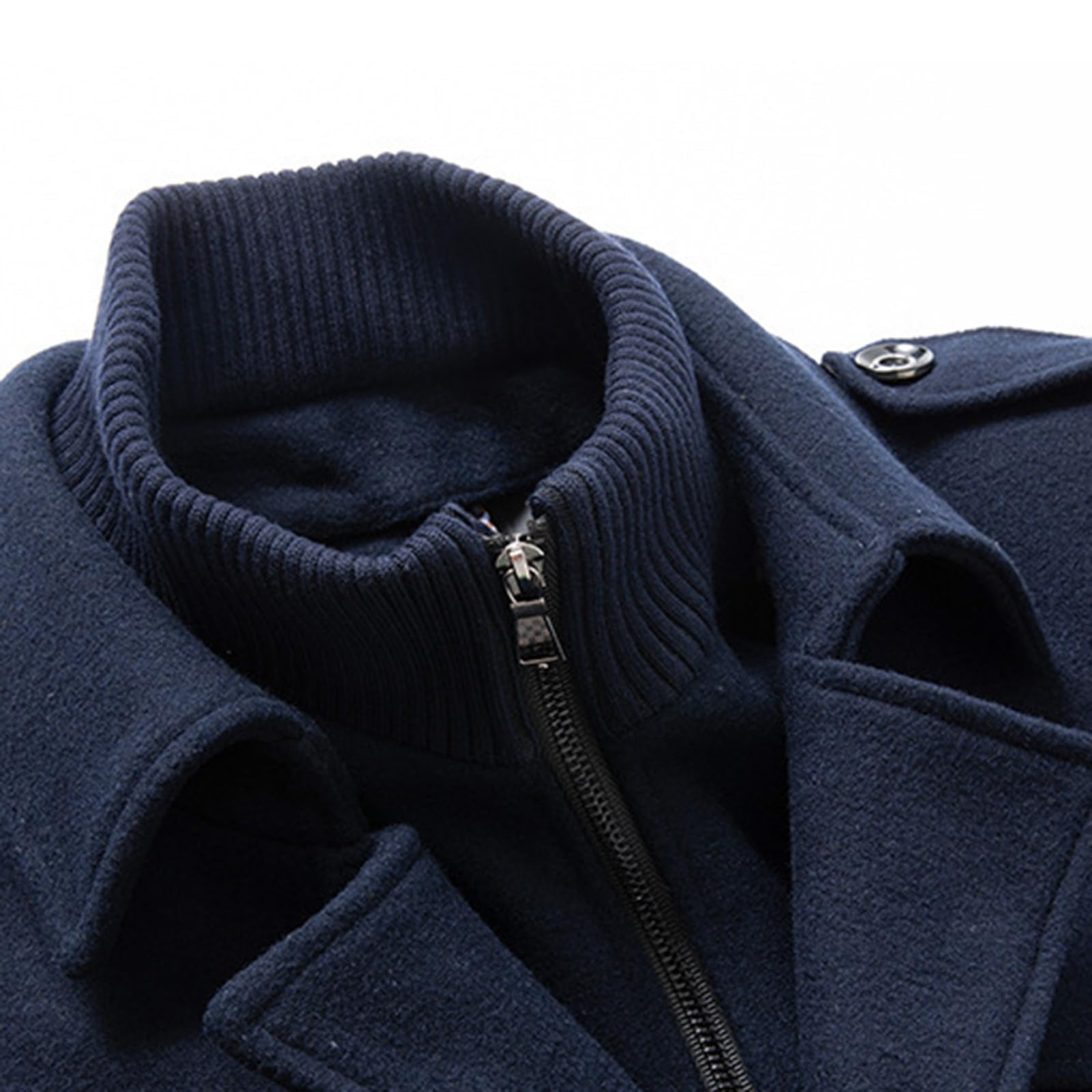 Herren Wintermantel Wolle Mantel Herren Winter Herrenmantel Kurz Warm Winterjacke Ohne Kapuze Kurzmantel Regular Fit Wollmantel mit Taschen Reverskragen Trenchcoat Jacken Casual Jacke,S-6XL