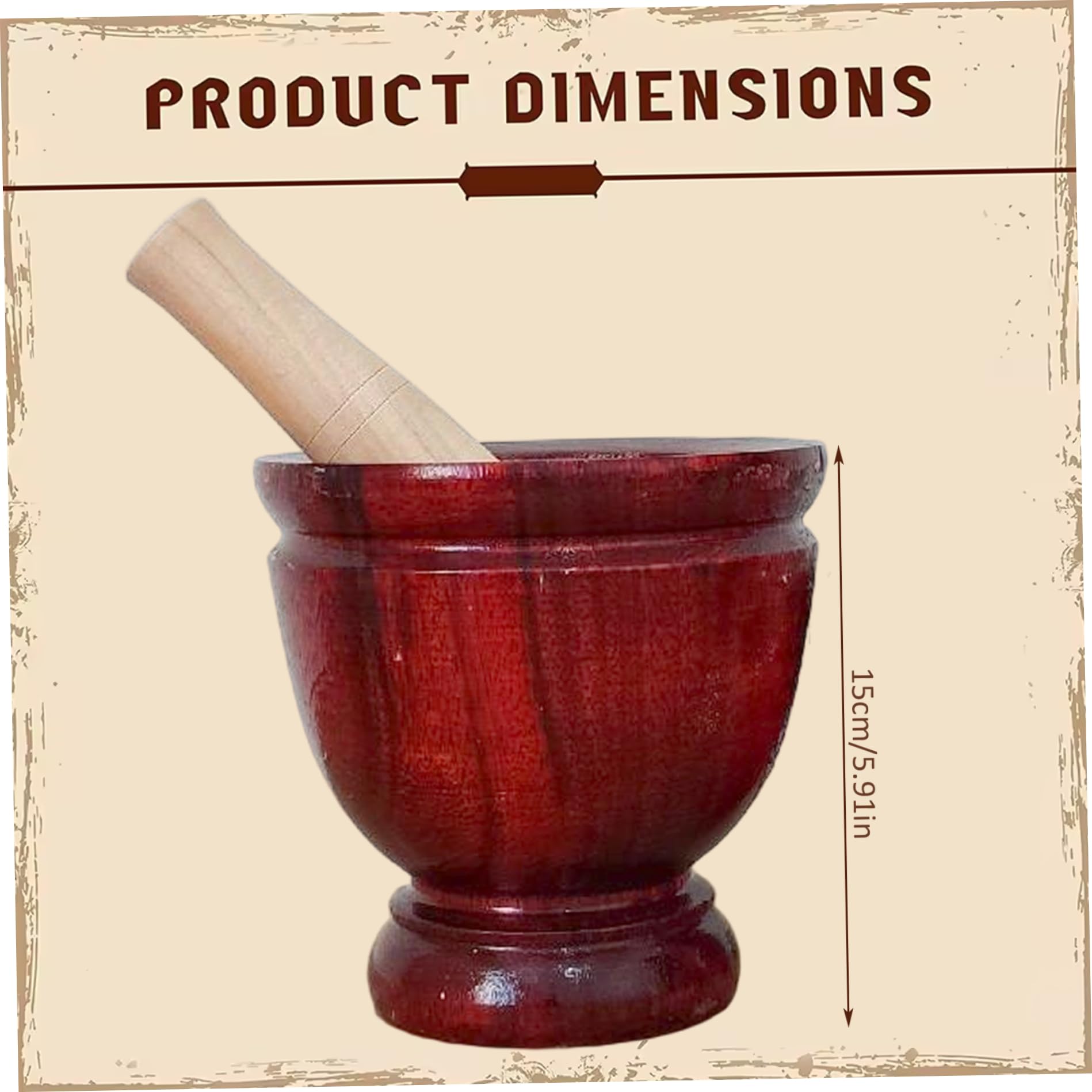 Mortero y maja de madera, 6 pulgadas seguro manual Natrua Juego de mortero y maja de madera Herramienta de cocina tailandesa para moler hierbas, ajo, ensalada de papaya