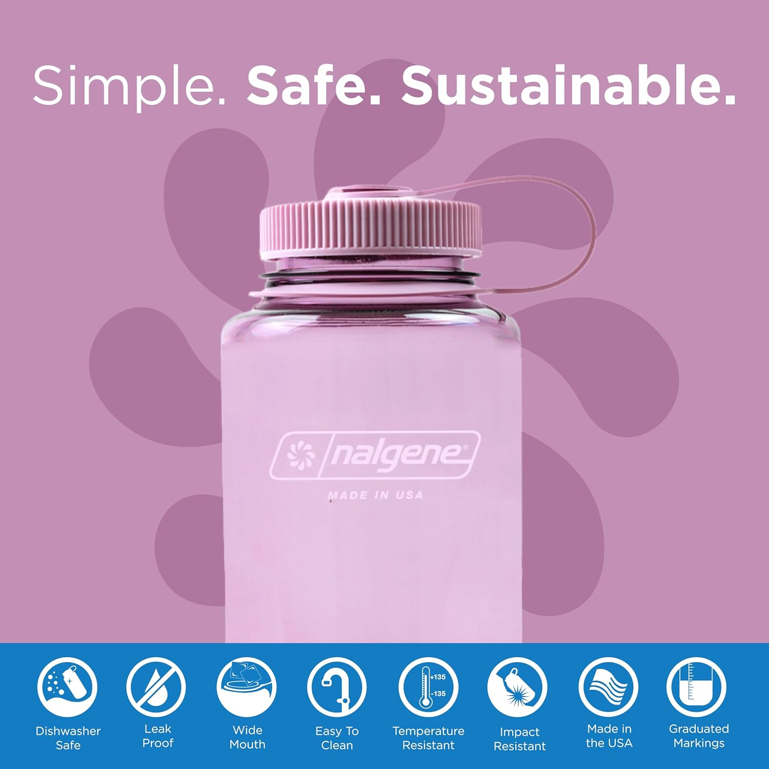Nalgene Sustain Tritan BPA-Free Water Bottle Made with Material Derived From 50% Plastic Waste (using ISCC certified mass balance), 32 OZ, Wide Mouth - Image 3