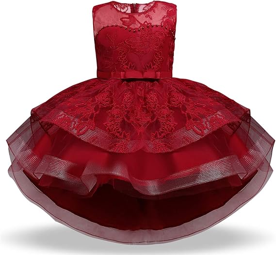 NNJXD Girl Dress Kids Ruffles Lace Party Wedding Dresses