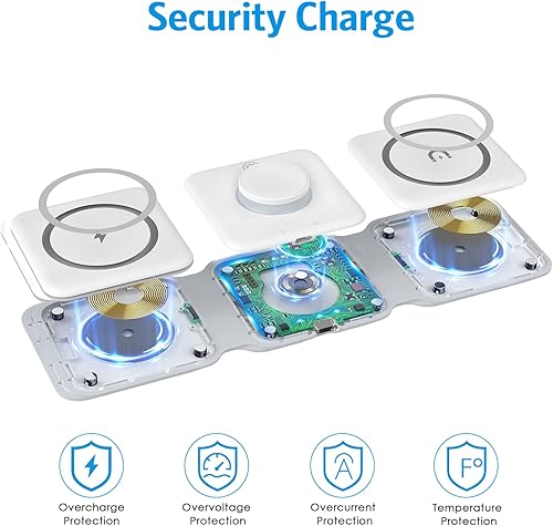 Miniatura 7 de Cargador inalámbrico plegable Criacr 3 en 1, almohadilla de carga inalámbrica rápida magnética, compatible con iPhone 15/14/13/12, Apple Watch