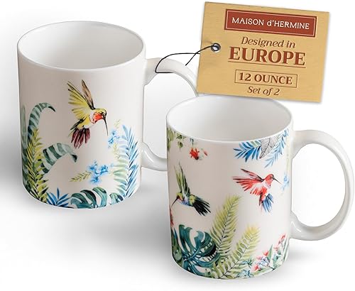 Miniatura 10 de Maison d' Hermine - Taza de café de porcelana fina Holly Time con asa para bebidas calientes, café, capuchino, café con leche, cacao, té, perfecta