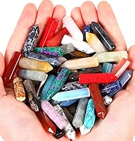 Vista 1 de QINJIEJIE Juego de 64 piezas de varitas de cristales y piedras a granel, puntas de cristal de cuarzo rosa, amatista, ojo de tigre, piedras preciosas
