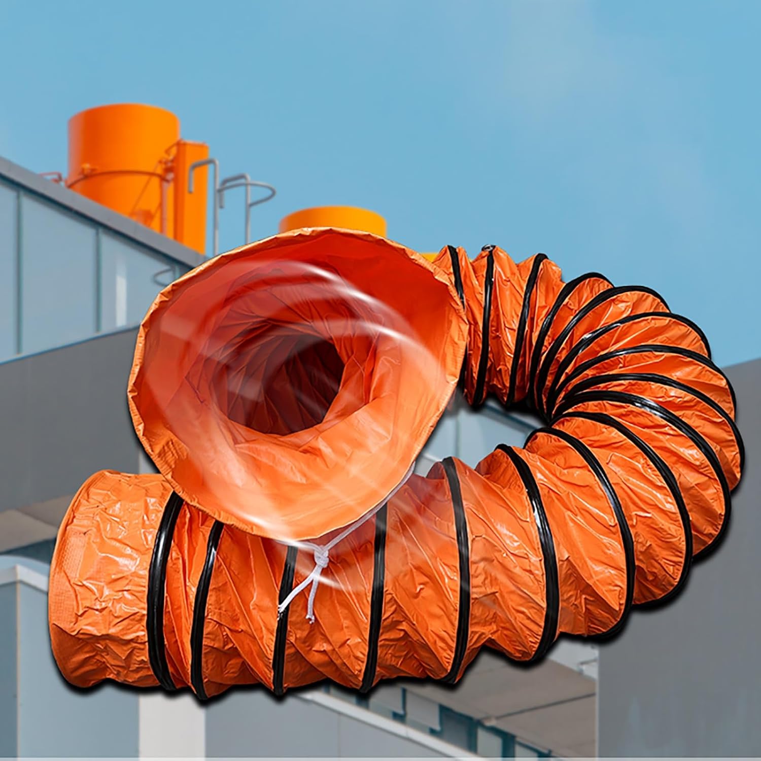 8'' 10 12 14 in 16 18 20 22 24 Inch Flexible PVC Duct Hose for Exhaust Fan, 16 Ft - 33 Foot Long Expandable Ventilating Ducting Pipe Tube for Kitchen/Factories/Farms(8 in/203 mm x 16 ft/4.9 m)