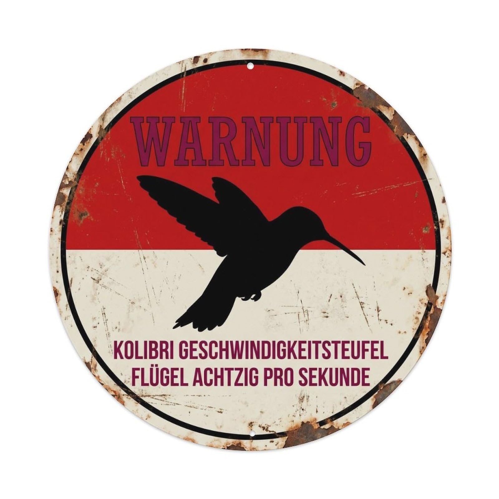 Safety Badge Hummingbird Speed Flight Satirical Bird Novelty Metal Tin Sign Plaque Wall Decor for Cafe, Man Cave, Club Bar, Office, Home Garden Round Metal Poster 8x8Inch