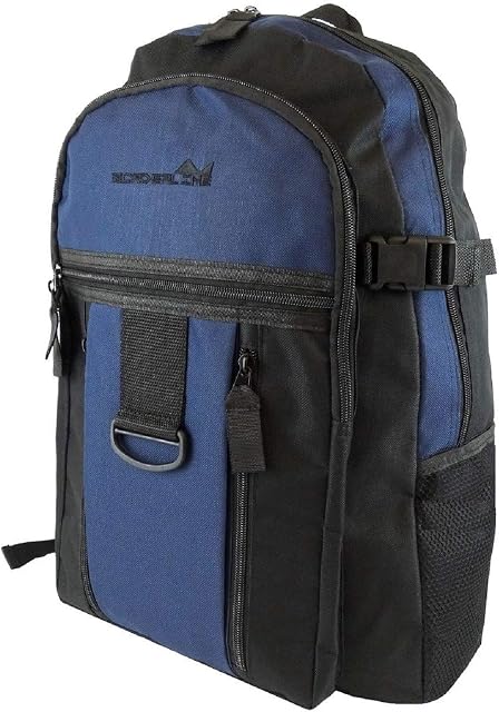 Mens Boys Backpack Rucksack Sports Work Gym School Travel Hiking Man Bag Pockets (Black/Navy)