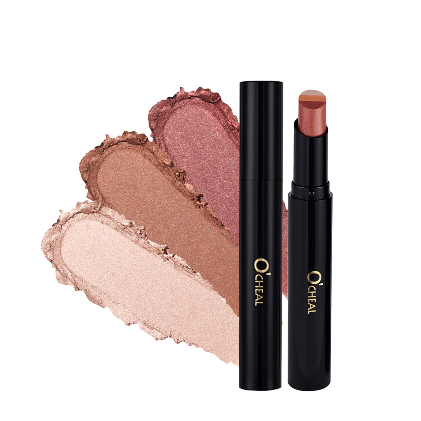 O’CHEAL 3 Color Eyeshadow Stick, Waterproof Shimmer Eye Makeup 04# 04#Fine Glitter Roses 0.12 Ounce (Pack of 1)