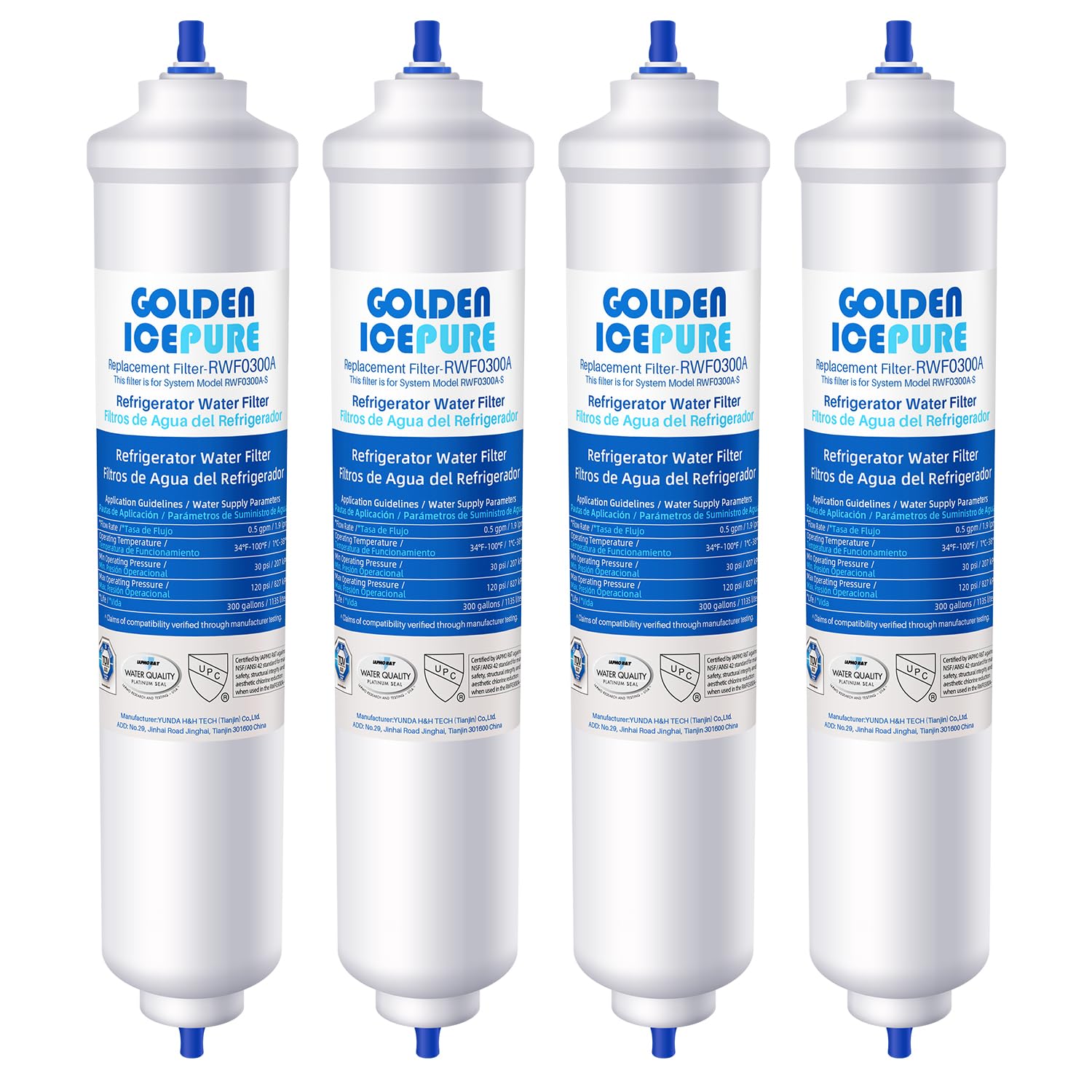 GOLDEN ICEPURE Kühlschrank-Wasserfilter für Samsung DA29-10105J, 4er Pack