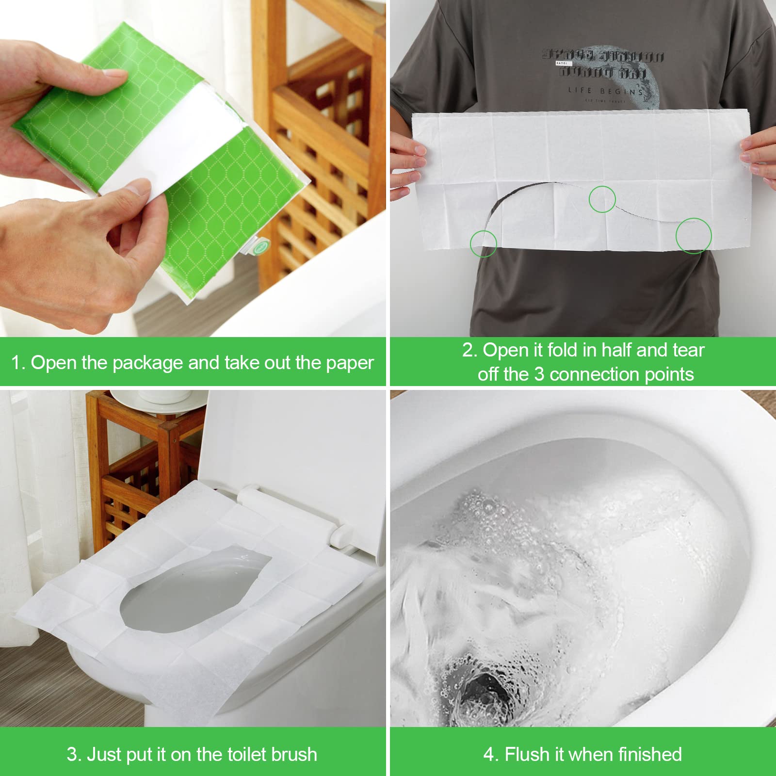 24 Copriwater Monouso Extra Large | Antibatterici E Biodegradabili | Per Viaggi E Bagni Pubblici