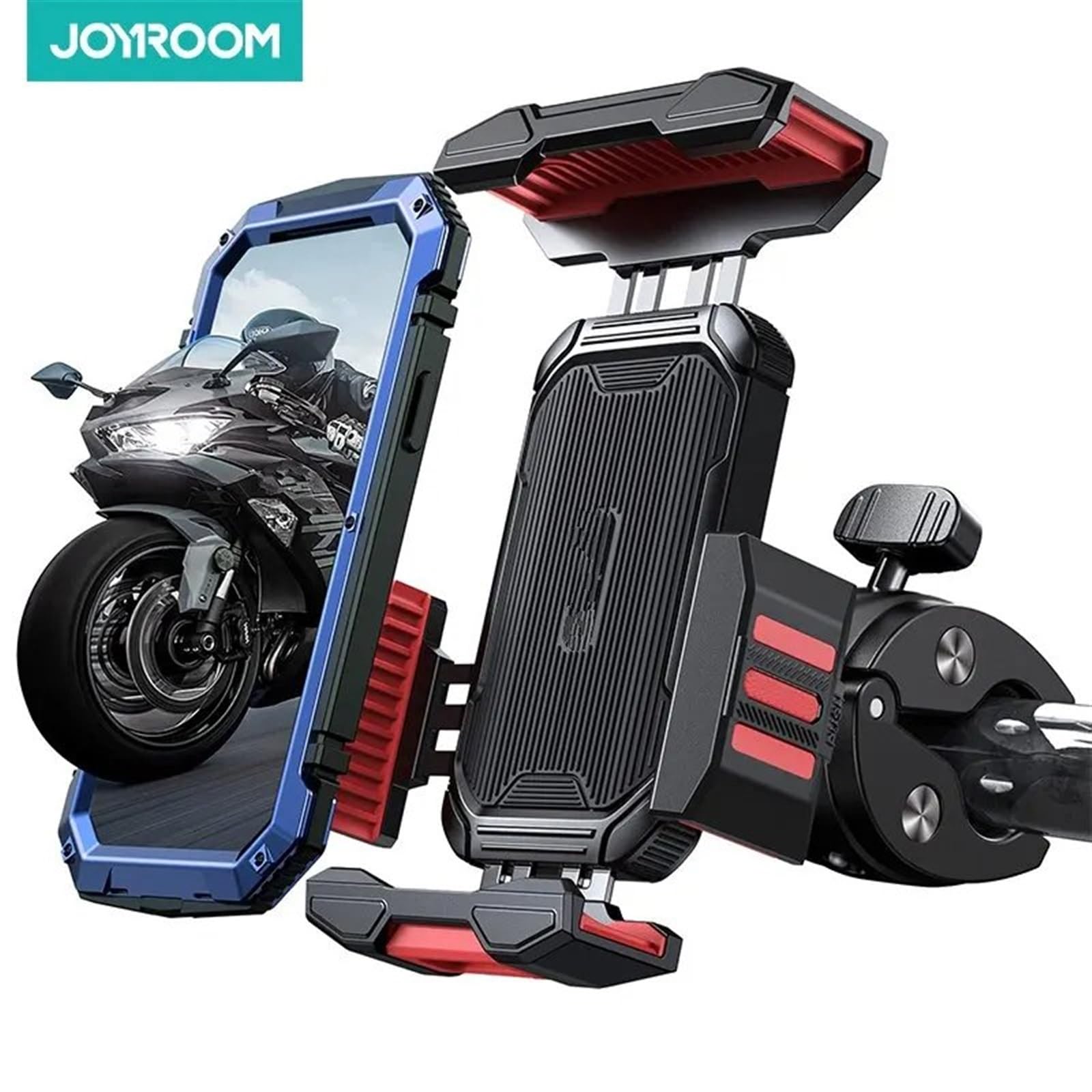 Support Guidonavec avec Support Téléphone Moto Vélo Support Téléphone Amélioré Fonctionnement À Une Main Guidon pour Téléphone 2023 À 4.7 Pouces 7.2 Support Telephone Velo(Red)