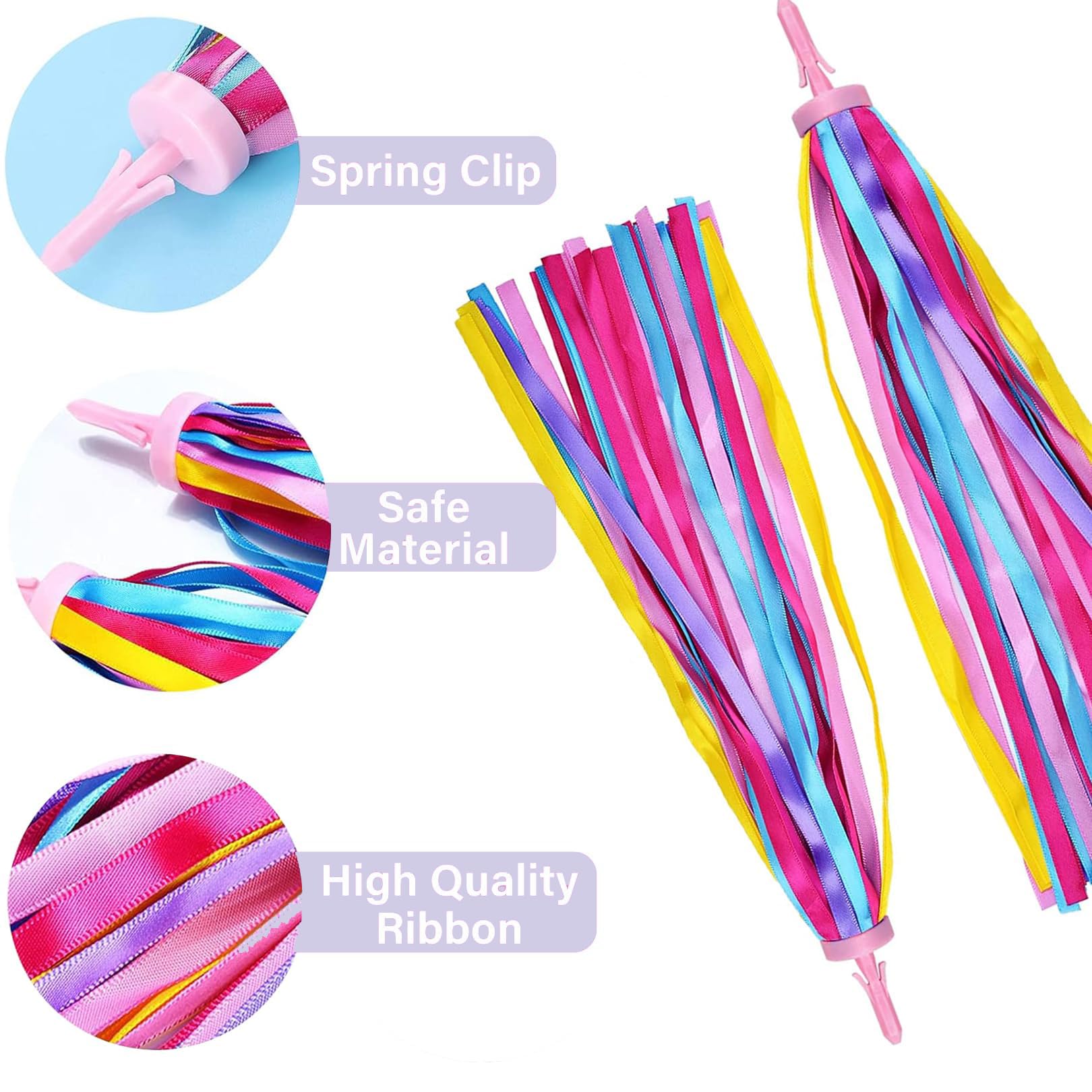Stelle Filanti Bici Bambino,1 Paia di Nappe per Bicicletta per Bambini, Frange per Manubrio Bici,Decorazioni per Bicicletta,Frange per Manubrio,Accessori Scooter per Bici Bambini Monopattino (Rosa)