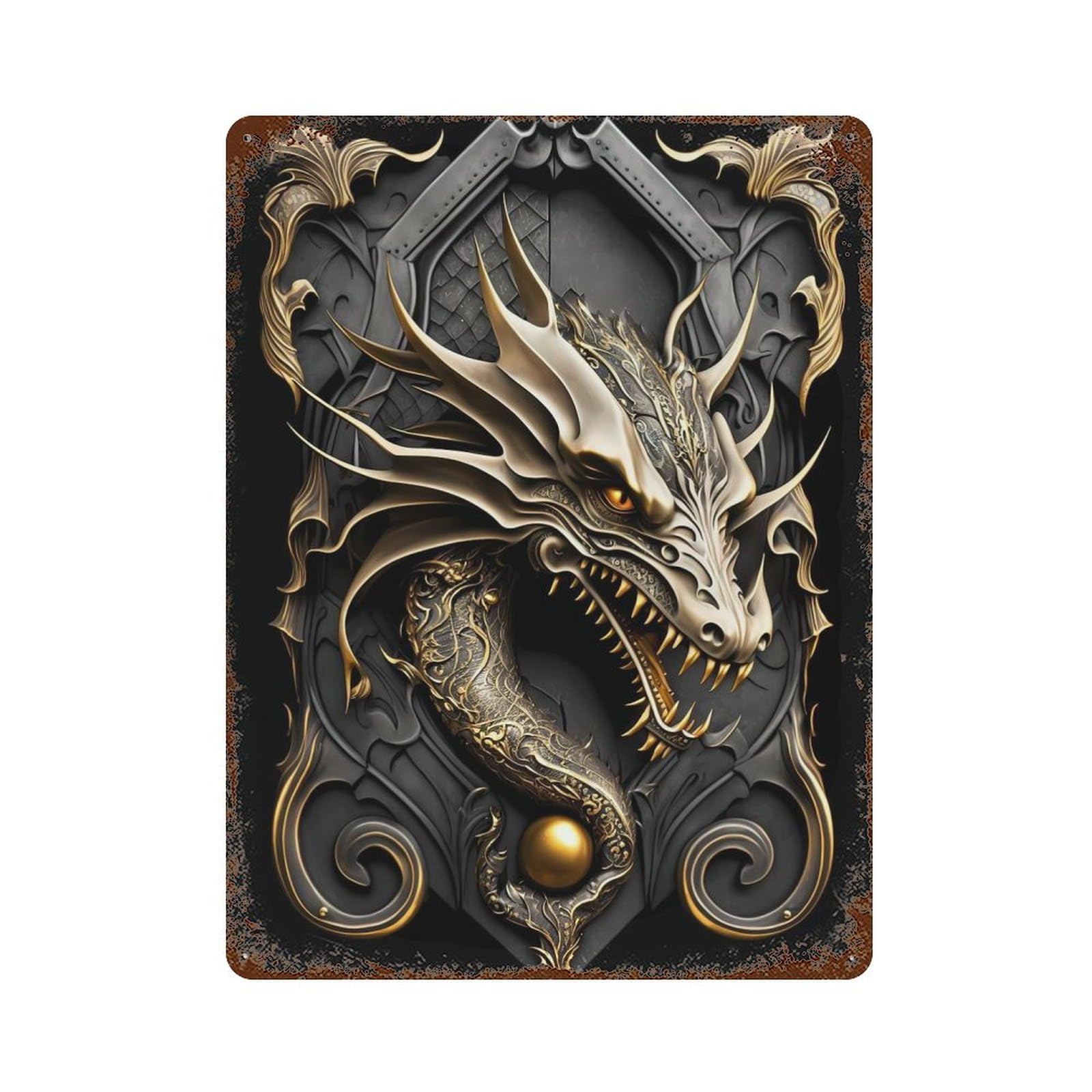 Dragon Zodiac Reverie Decorative Tin Sign 15.7"x11.8", Vintage Wall Decor for Basement, Hobby Room And Garage Decor