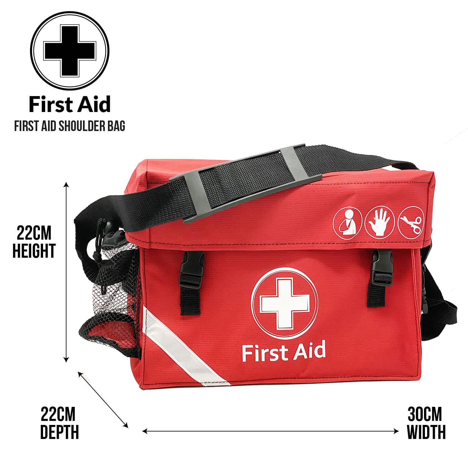 Grand sac de premiers secours rouge avec bandoulière - Vide - Sac médical d'urgence pour voiture, maison, bureau, sport, entreprise - JFA Medical