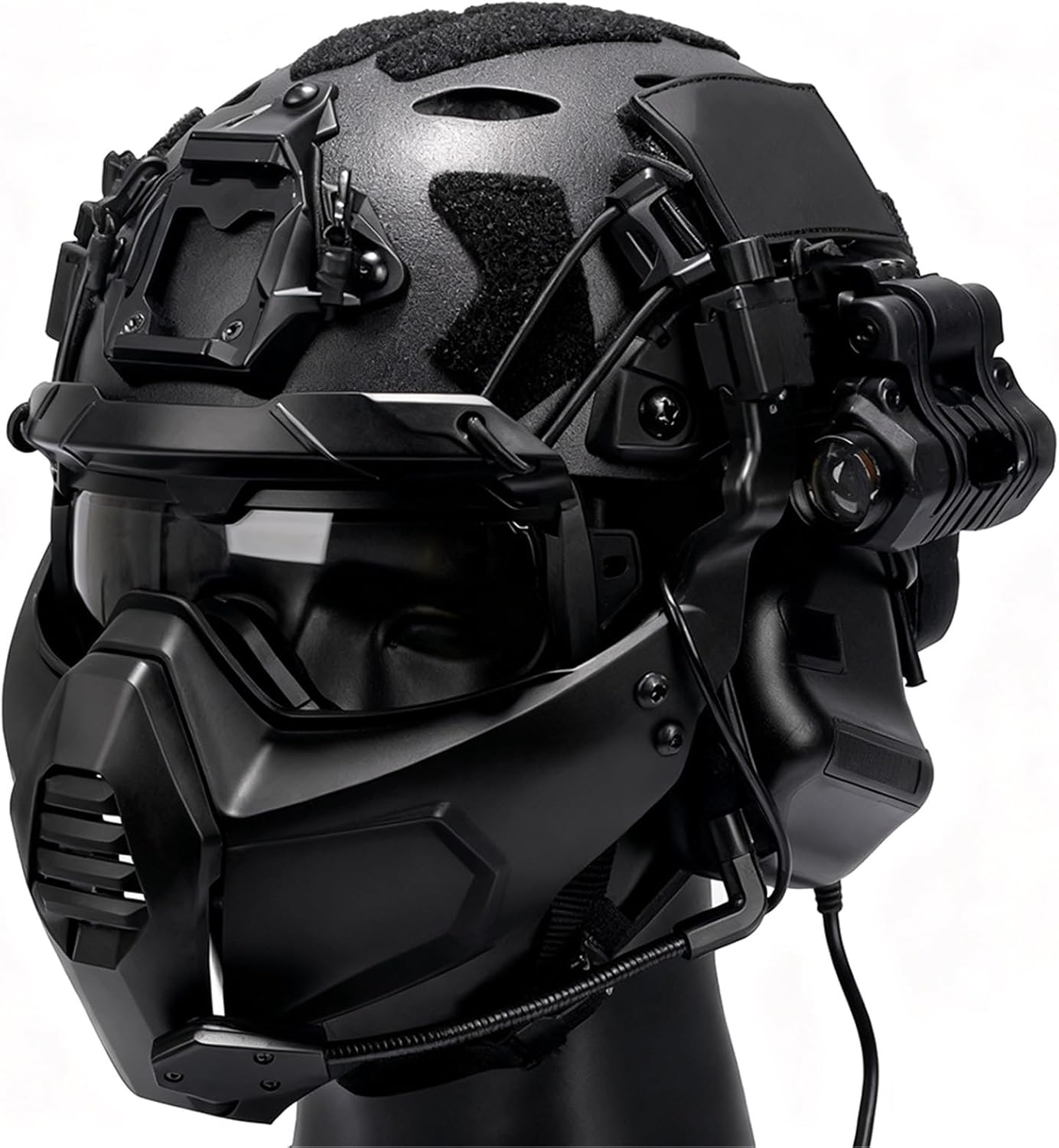 Airsoft Tactical Helmet Set, with Noise-canceling Headphones Protective Riding Goggles Glasses with Removable Face Mask Fits, for Airsoft Paintball Fast Helmet