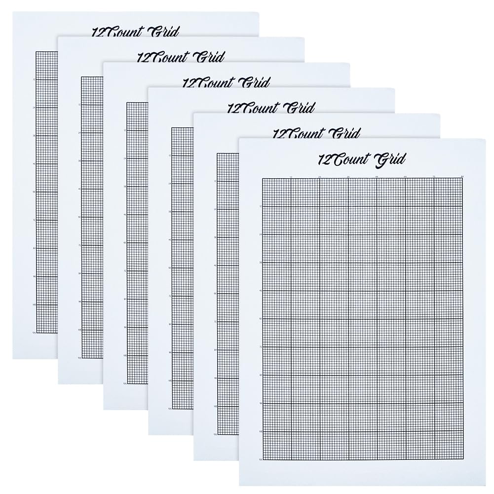 FREEBLOSS 6Pcs 12CT Water Soluble Cross Stitch Graph Paper Dissolvable Embroidery Transfer Paper 8.3x11.7 Cross Stitch Blanks for Clothing Embroidery Repair