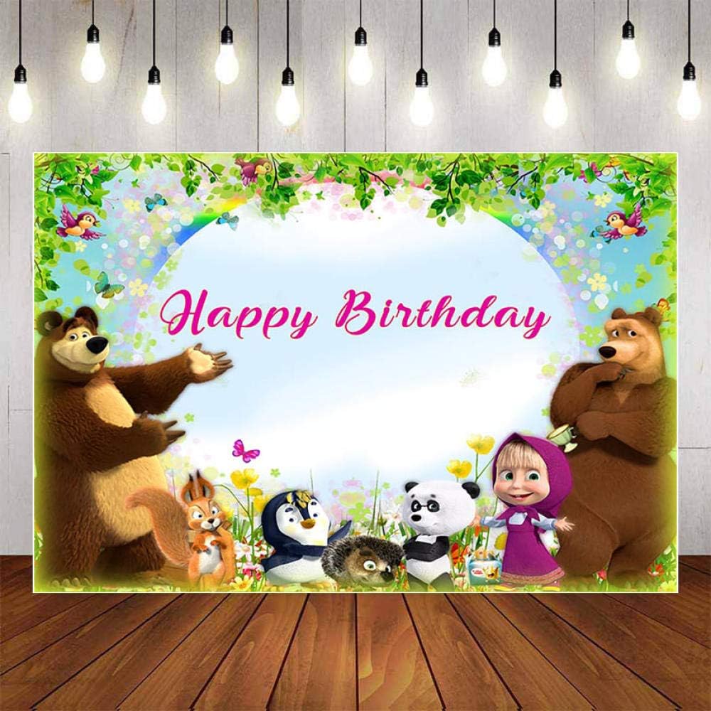 Joyeux Anniversaire Fond De Dessin Anime Mural Ours Enfants Animation Fond Bebe Anniversaire Fete Foret Theme Scene Decor Photographie Scene Fond Personnalise Amazon Fr High Tech