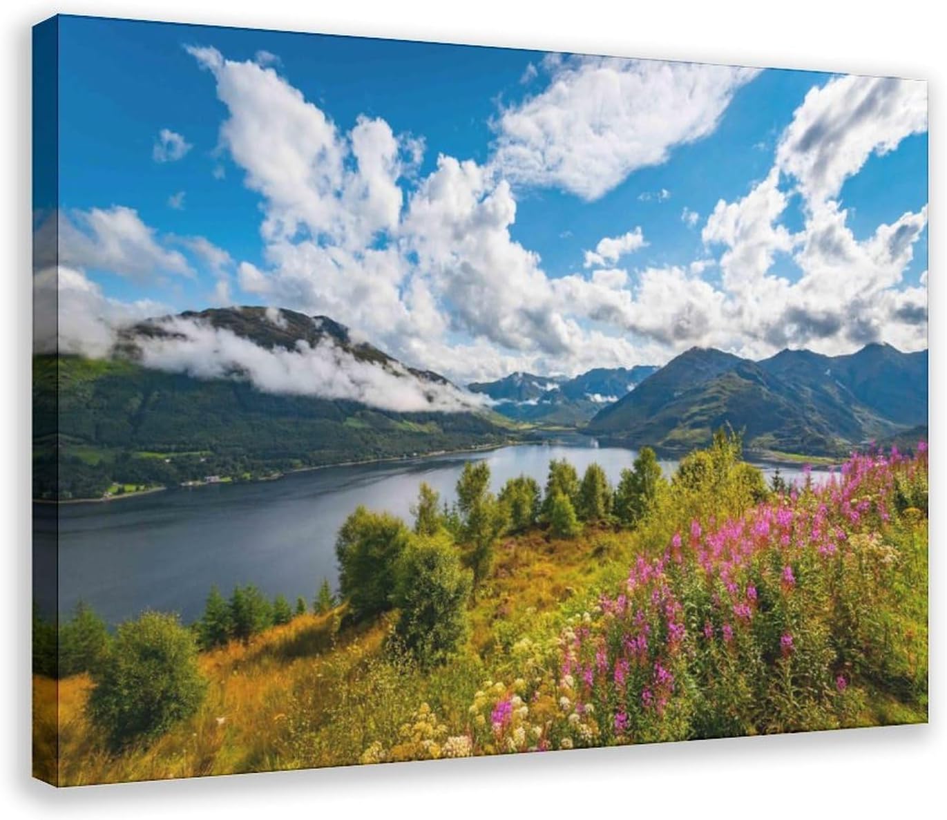 Morning View of The Mountains Wall Art Poster Canvas Print Modern Bedroom Living Room Aesthetic Decoration 12x08inch(30x20cm) Frame-style