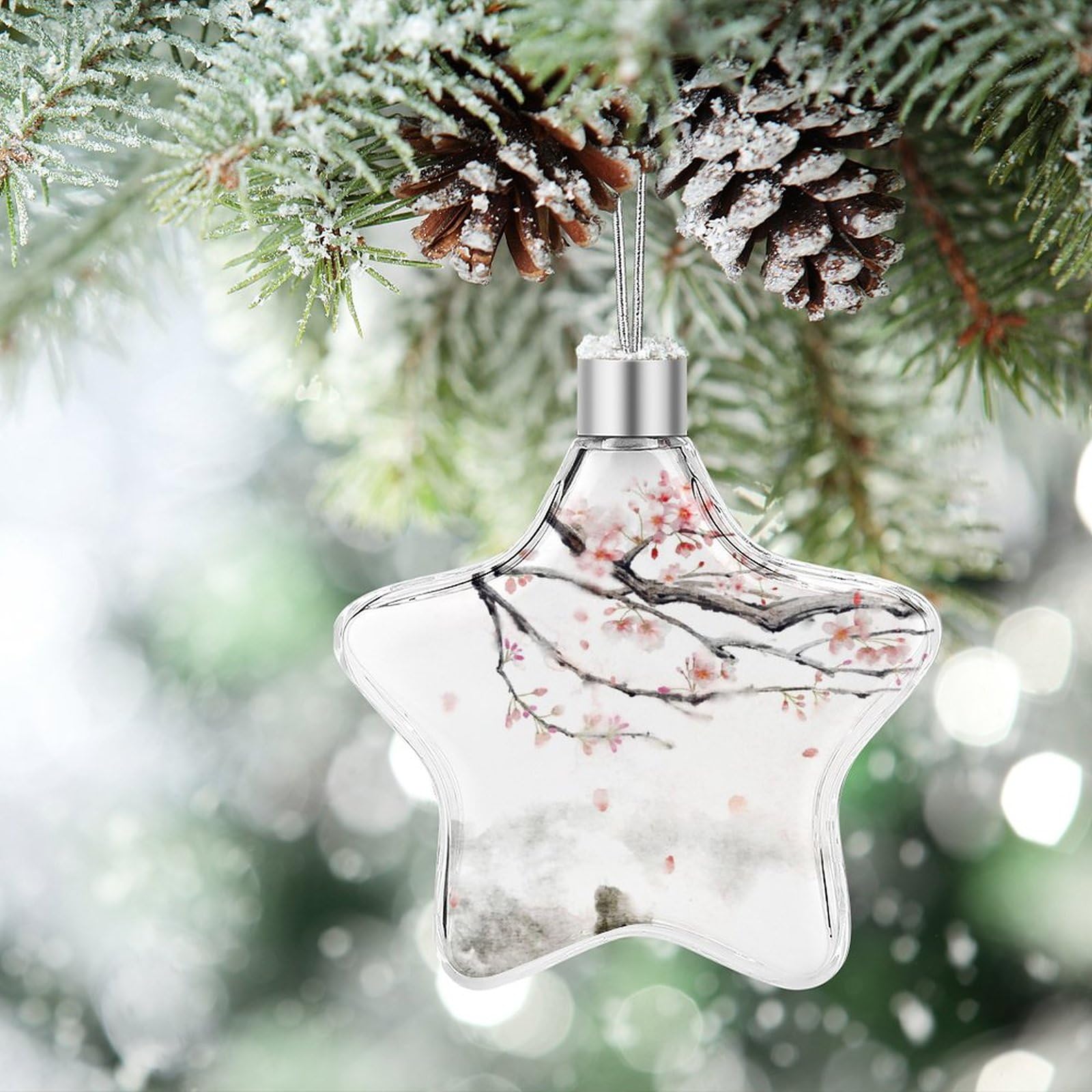 Amazon | 梅の花 水墨画 水彩絵 リスマスツリー オーナメント