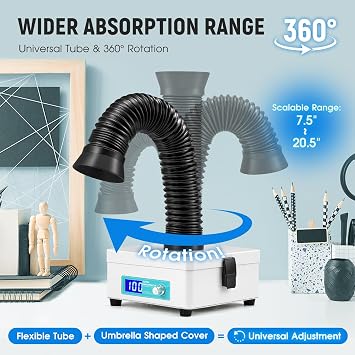 Antstone Solder Fume Extractor, Adjustable Speed, LED Display, 3-Stage Filters Desktop Soldering Fume Extractor for Laser Cutter, Soldering, 3D Printer, Welding, Phone Repair Solder Fan Fume Extractor