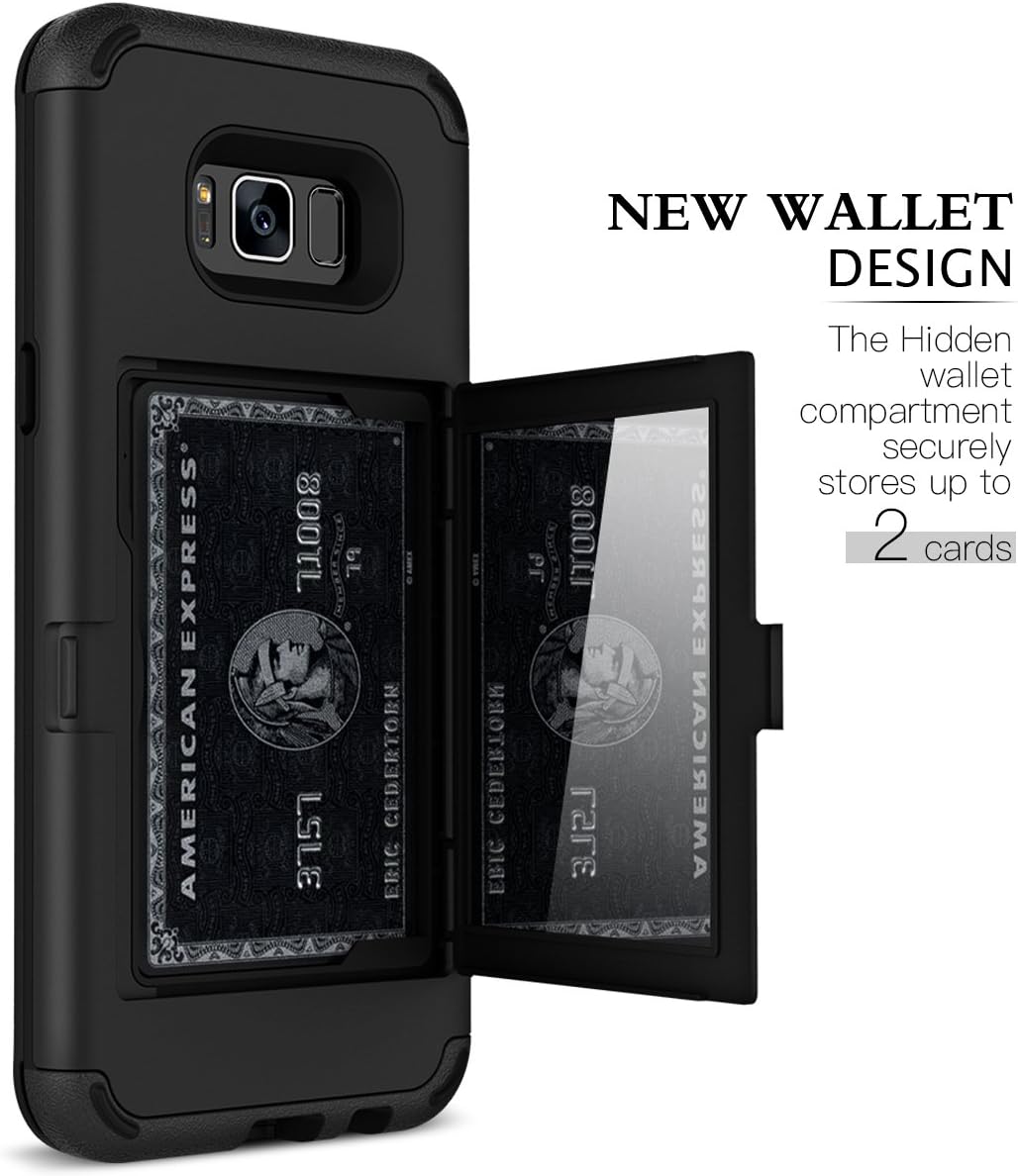 Galaxy S8 Plus Wallet Case, WeLoveCase Galaxy S8 Plus Case Card Holder Wallet Cover with Kickstand & Mirror 3 in 1 Hybrid Shockproof Heavy Duty Full Protective Cases for Samsung Galaxy S8 Plus - Black