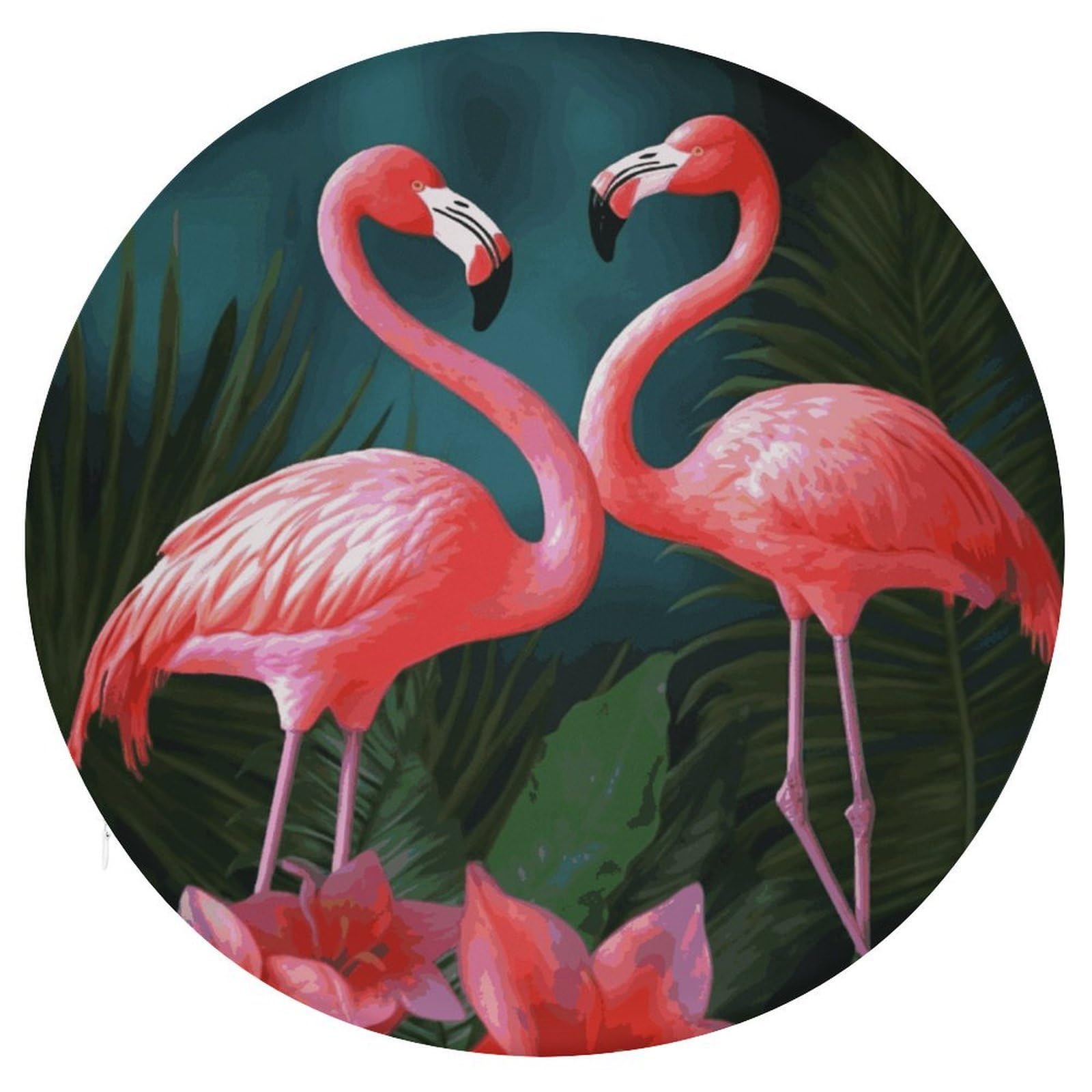 FekiLoot Flamingo Flowers Seat Cushion Comfort Memory Foam Seat Cushion Chair Pad Soft Round Stool Cushion Chair Cushion Removable Washable Cover for Home Office Outdoor Bistro 15.35 Inch