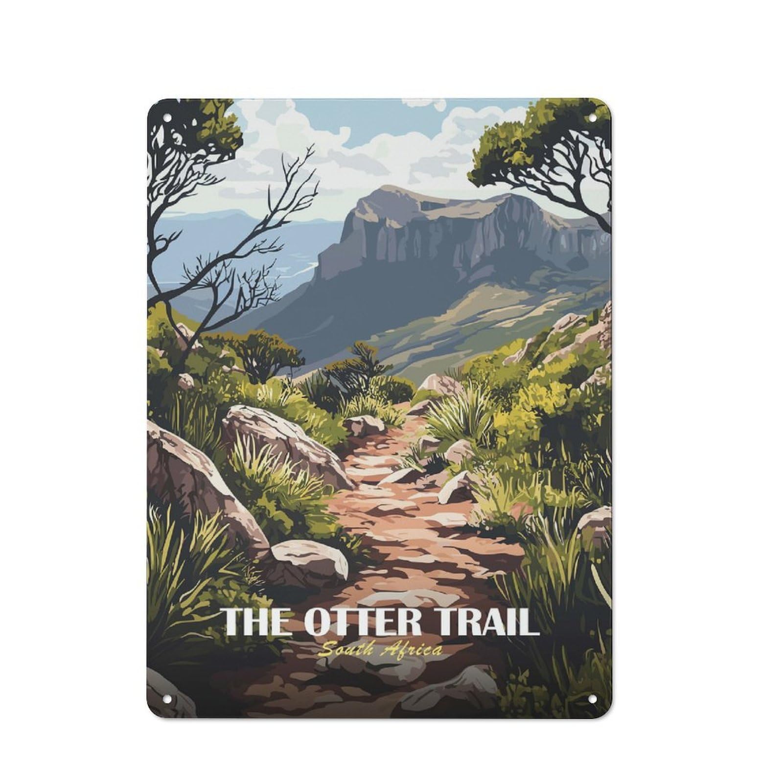 Junmoney Style-4 The Otter Trail South Africa Landscape Vintage Metal Sign 40X30cm, Vintage Cafe Wall Decor For Takeaway, Bar, Kitchen Or Counter Area