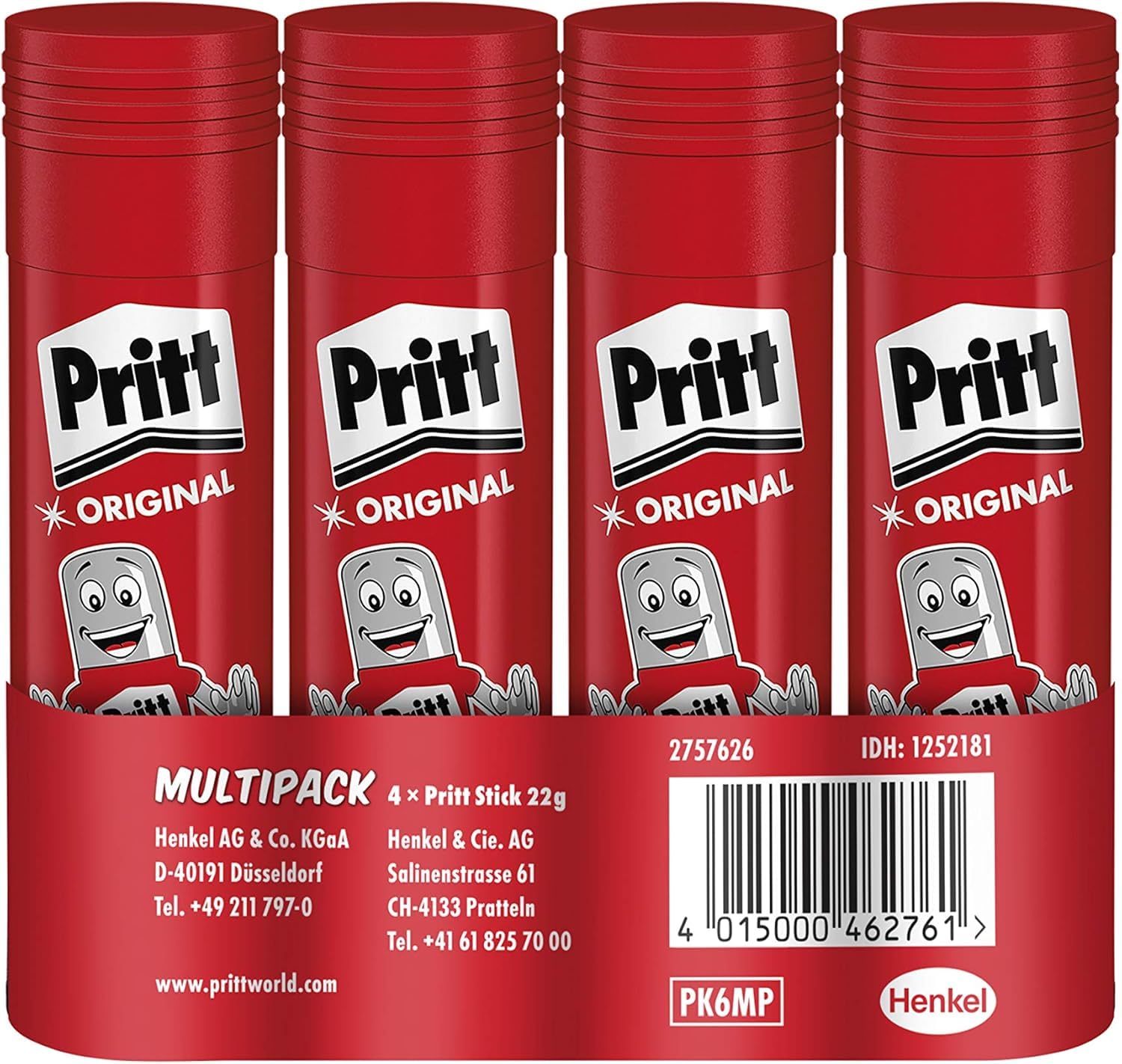 Pritt Glue Stick, Safe and Child-friendly Craft Glue for Arts and Crafts, Strong Adhesive for School and Office Supplies, 4 x