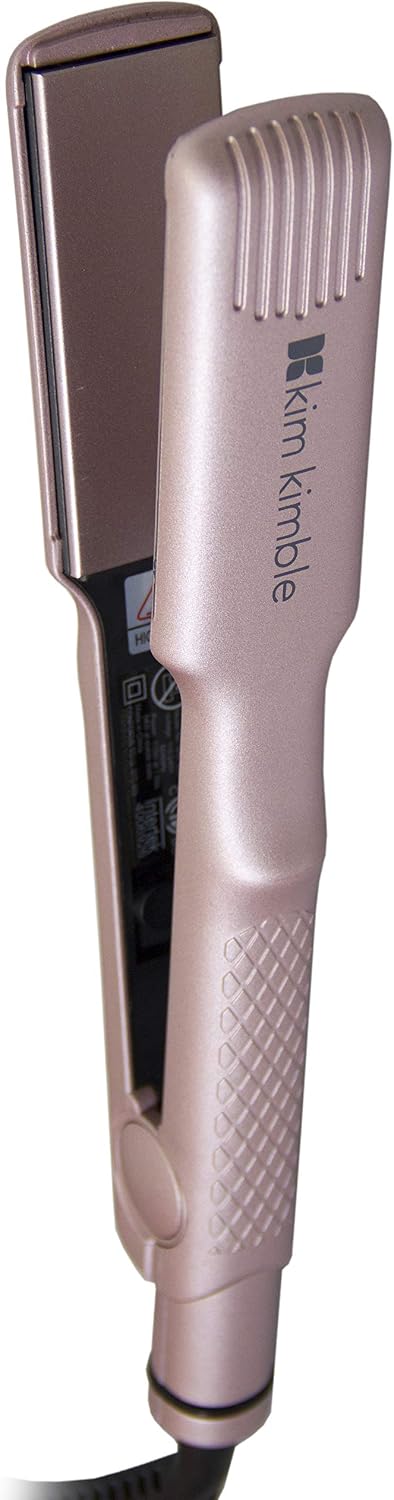 Kim Kimble 1.5" Vibrating Flat Iron, Great for thick, coarse, curly hair types, Ultra-low Friction, Create Amazing Curls, Waves or Perfectly Straight Hair, Rose Gold