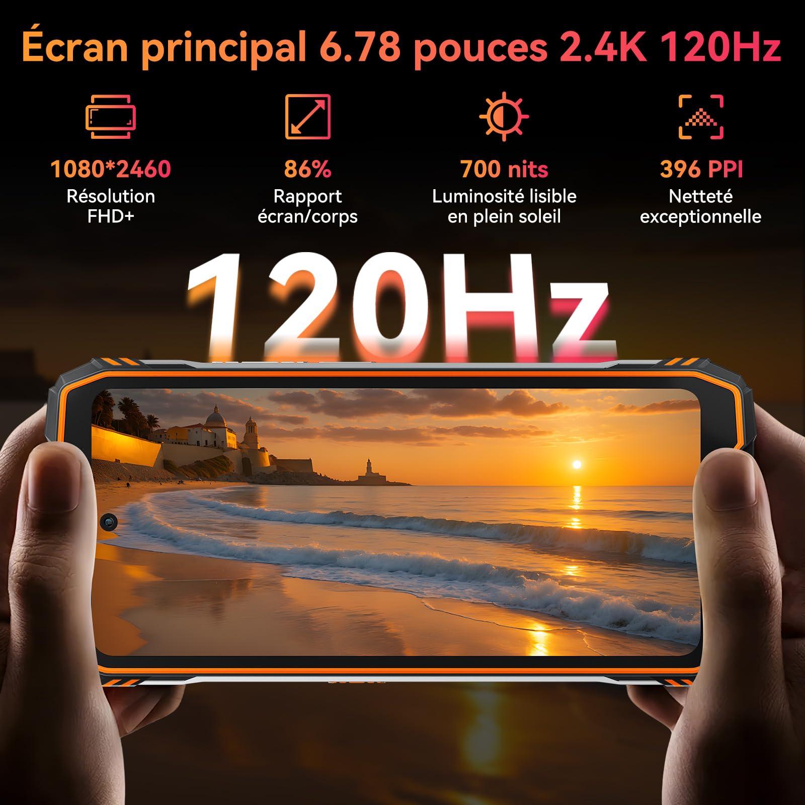 Blackview XPLORE X1 5G Téléphone Portable Incassable, 108MP+50MP+20MP Vision Nocturne, 6.78" 120Hz+2.01" Écran Secondaire, 36Go+256Go/2To Smartphone Incassable, 10000mAh, Mode Gants/IP69K/NFC/WiFi 6