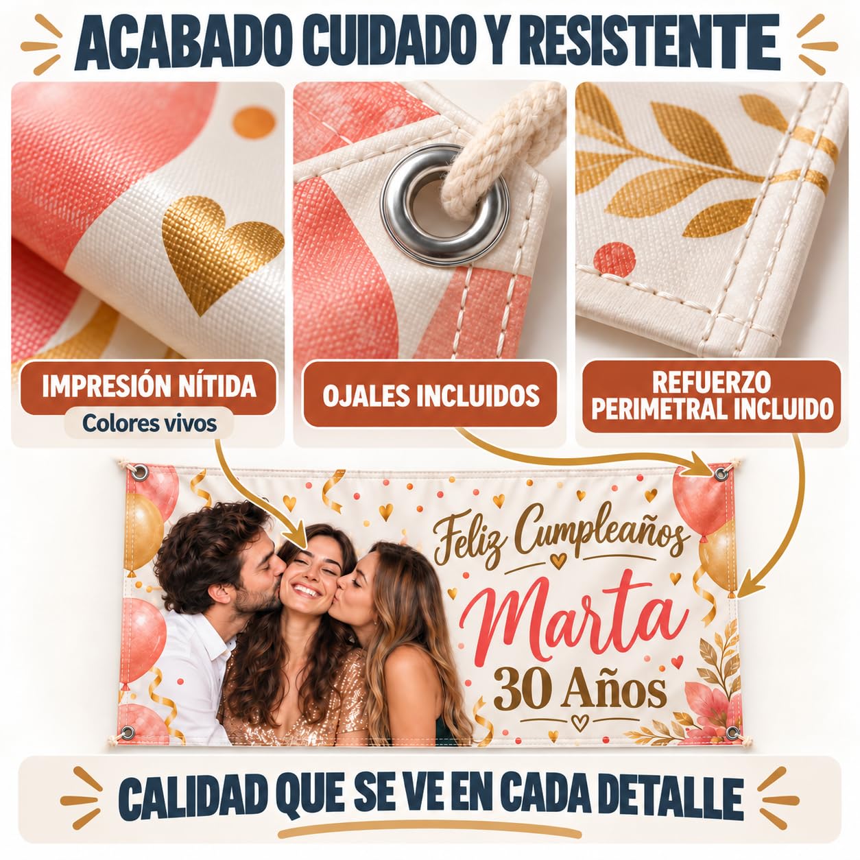 Pancarta Personalizada con Foto y Texto e Impresión Nítida para Cumpleaños