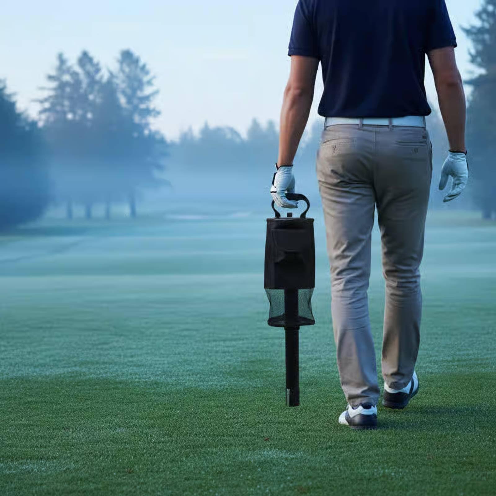 LOVIVER Recolector Pelotas Golf con Tubo smontable y Bolsa Nylon con Cremallera para Recoger Bolas sin Agacharse Acuado para Putting Campo