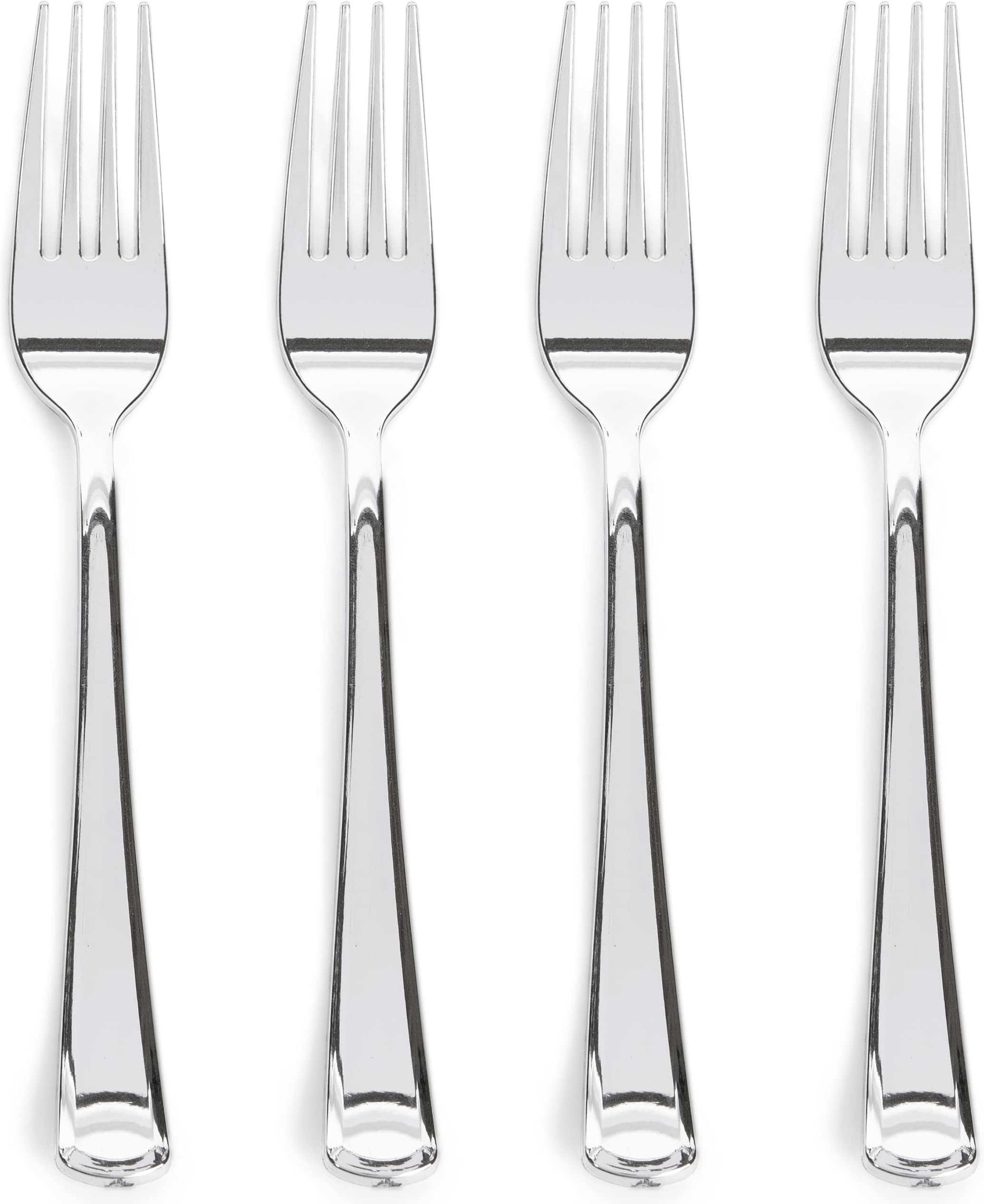 Prestee300 Silver Plastic Forks Heavy-Duty, Heavyweight Plastic Silverware Forks, Fancy Plastic Cutlery, Elegant Disposable Forks Pack, Bulk Disposable Flatware, Silver Forks for Christmas Holiday