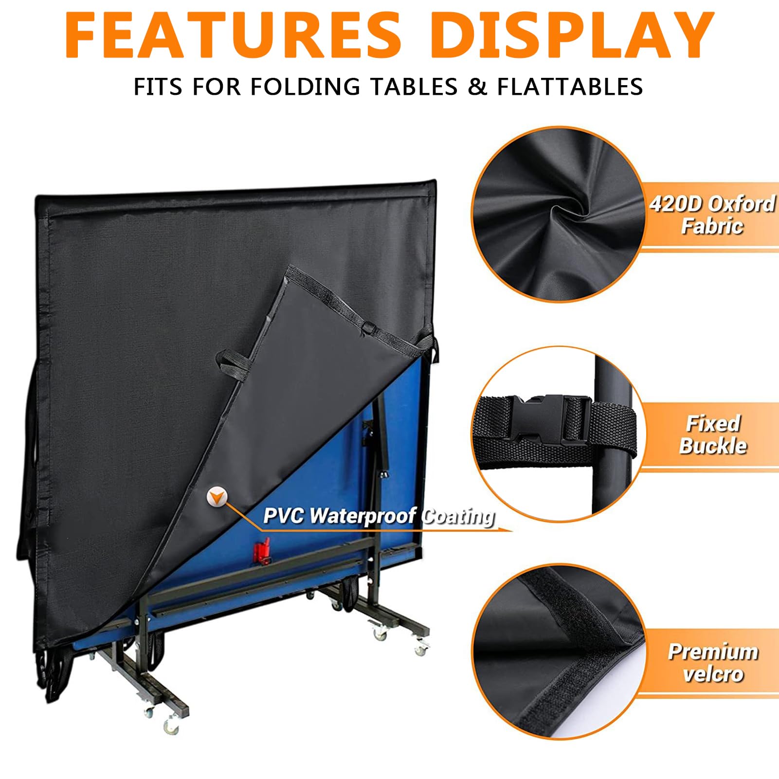 Copertura per Tavolo da Ping Pong | Impermeabile Anti-UV Oxford Copertura Ping Pong | Copertura Tavolo da Ping Pong Pieghevole Outdoor Interno