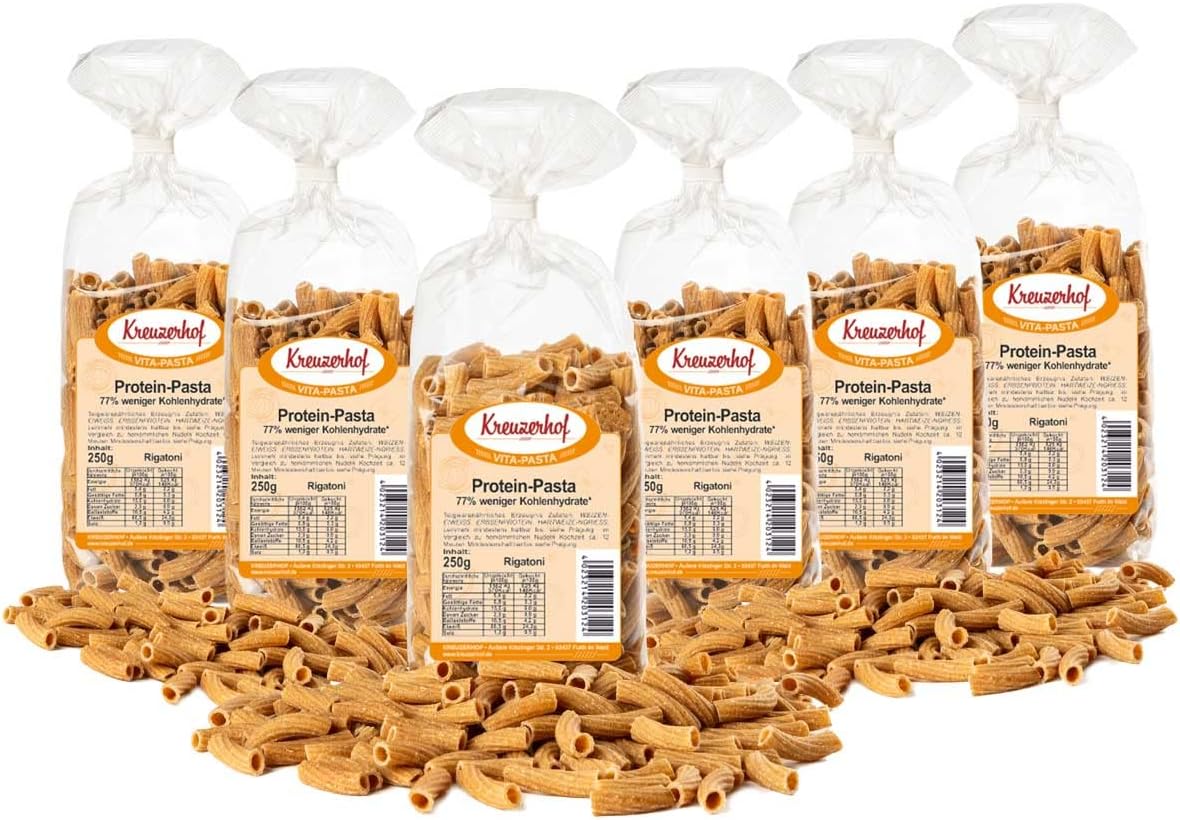 Kreuzerhof ProteinPasta Rigatoni, vegane Nudeln im 6er Pack Eiweiss