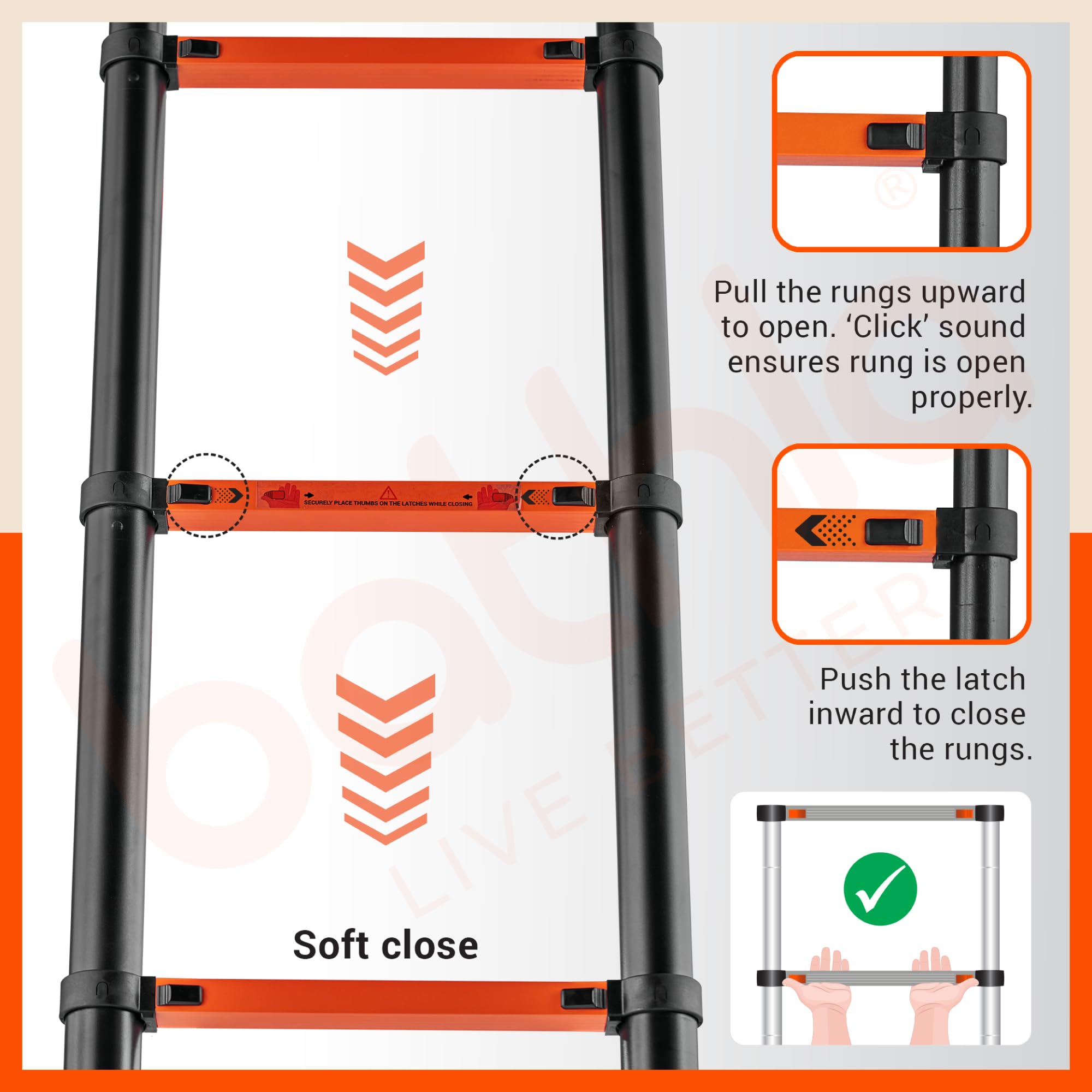 Bathla Carbon Steel Telescopic Ladder 16.5 ft (5m) - 13 Steps | Portable & Compact | Foldable Multipurpose Step Ladder for Home & Outdoor use — Amazon image 3