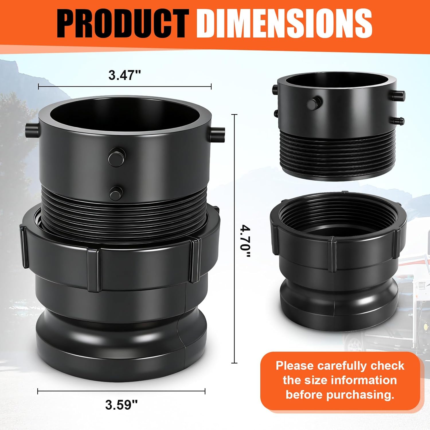 360785 Waste Master RV Sewer Hose Male Bayonet Fitting Converter for Travel Trailer Camper, Black