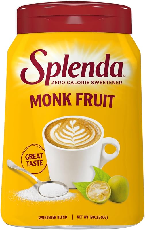 SPLENDA Monk Fruit Zero Calorie Plant Based Granulated Sweetener Jar, 19 oz