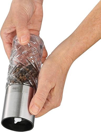 Miniatura 10 de Cilio Cristallo - Molinillo de sal o pimienta de vidrio y acero inoxidable, dorado, 2 x 6.7 pulgadas de alto, molinillo de sal y pimienta de vidrio