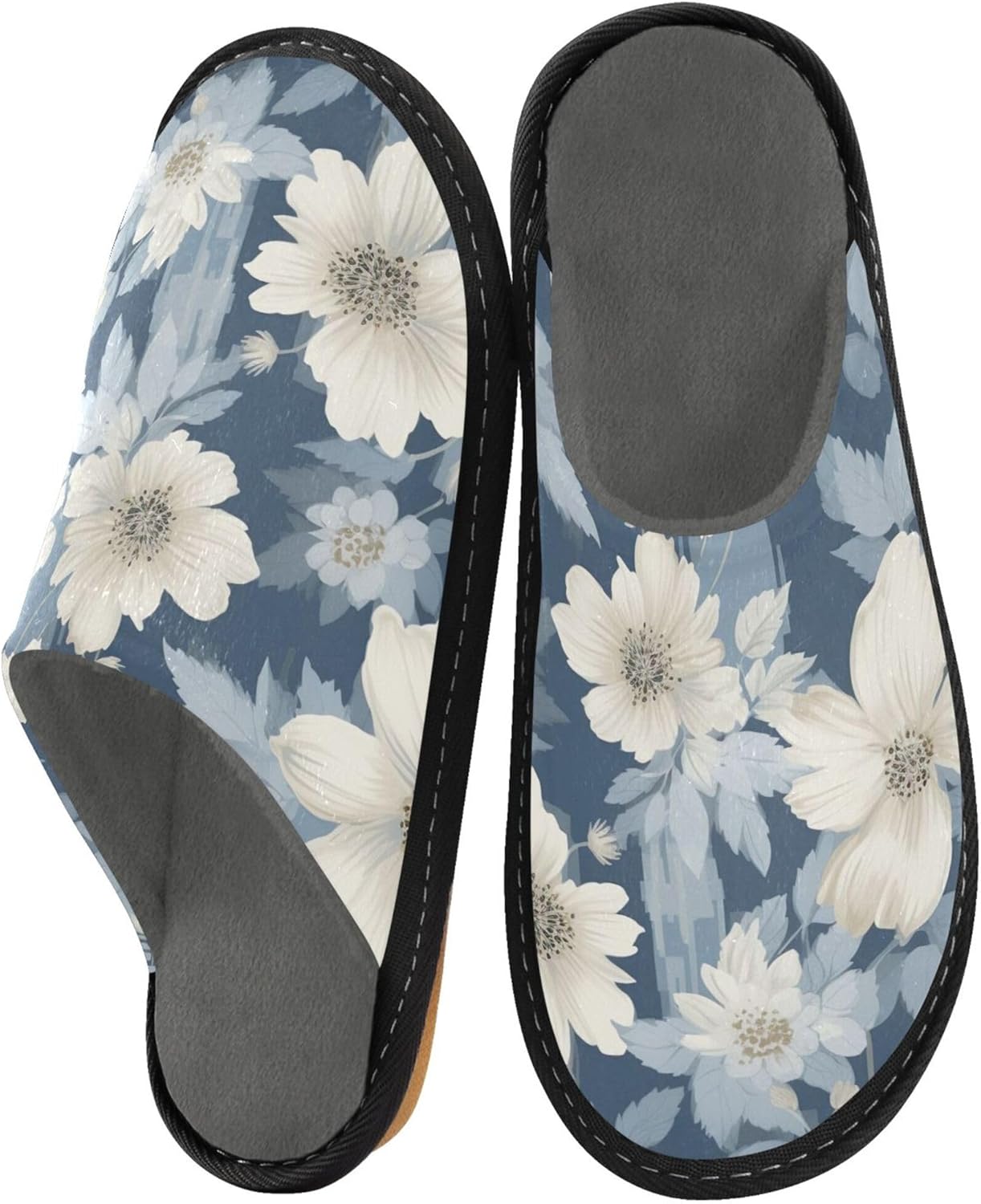 Boho Garden Flower House Slippers – Cozy Fuzzy Slippers for Guests, Washable & Disposable, Perfect for Shoeless Home, Spa & Hotel Use A110958
