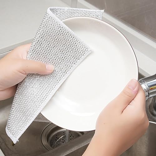 Miniatura 9 de Paño multifuncional de alambre antiarañazos, paño de cocina de alambre de acero, paño de cocina de alambre multiusos, frota y limpia para platos,