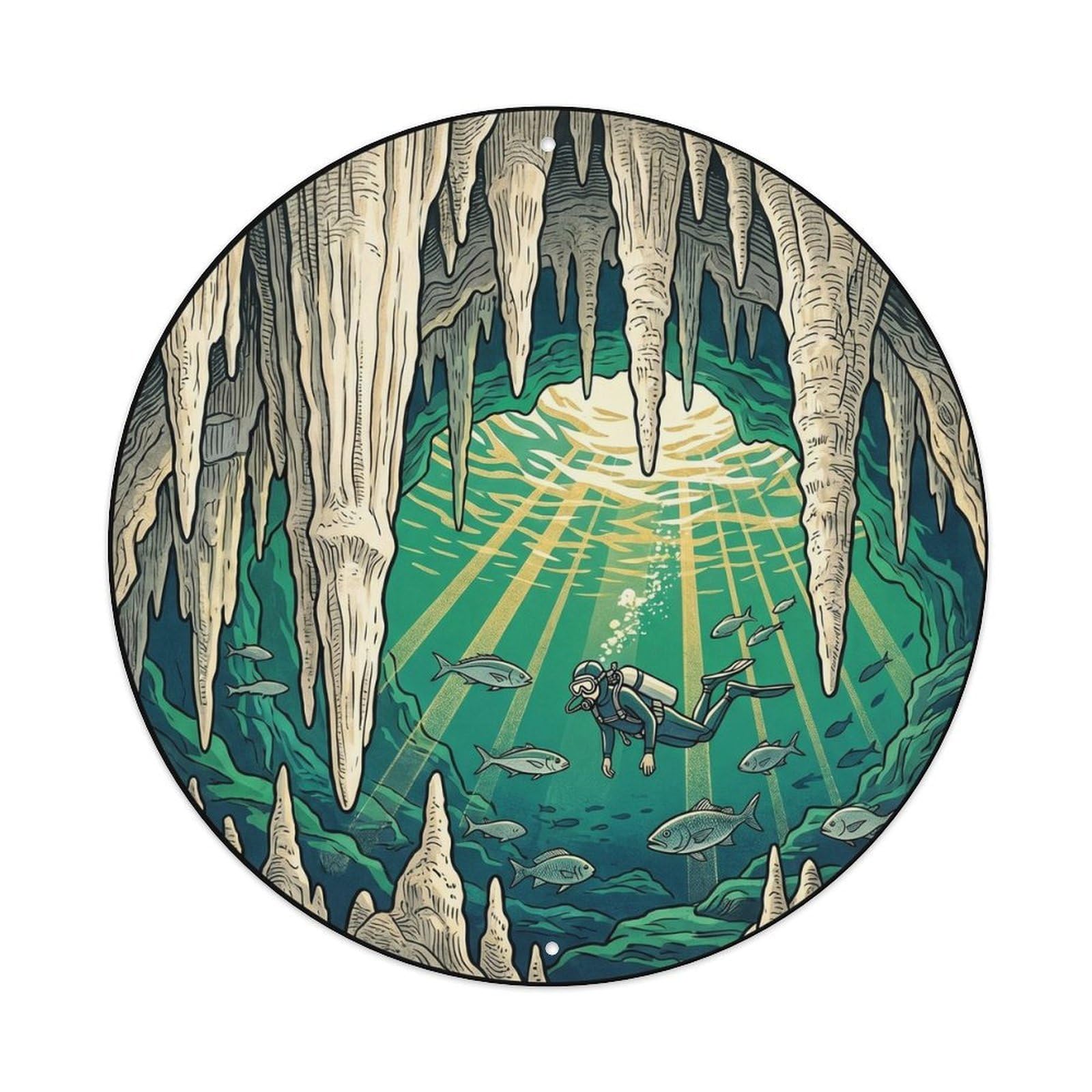 Olyhtr 8X8inch Classic Style Palau Chandelier Crystal Woodblock Rock Islands Metal Tin Sign