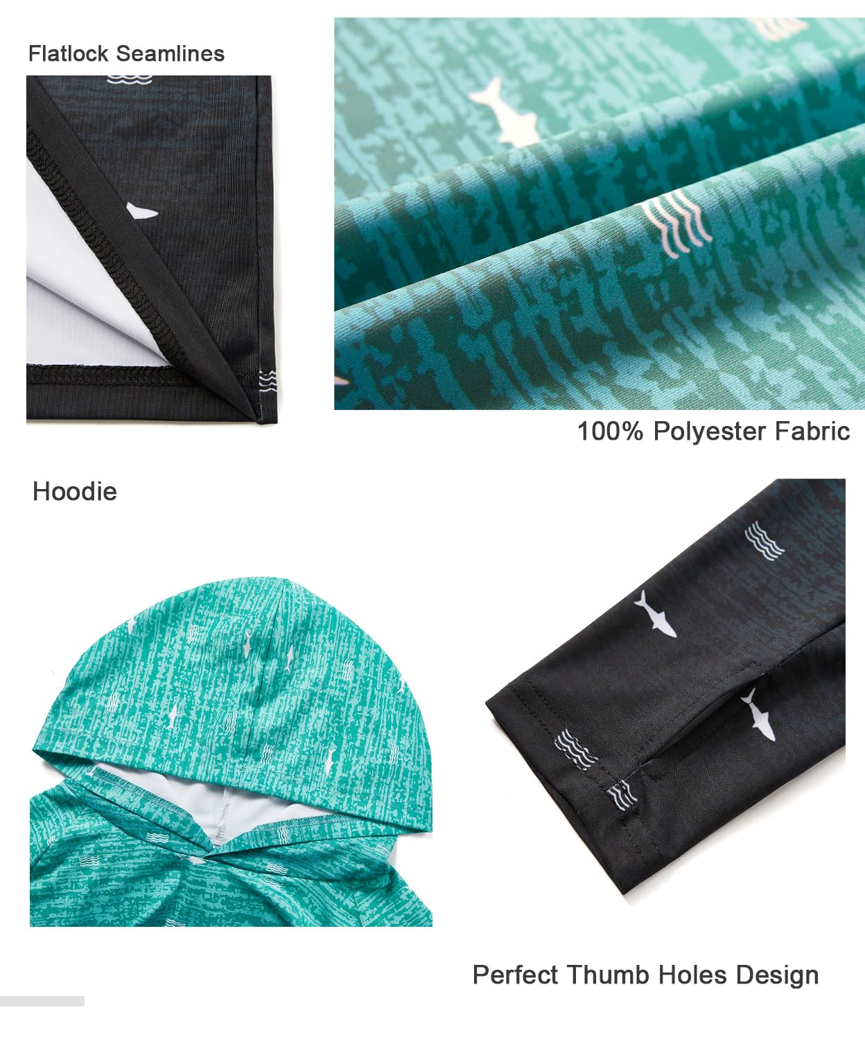 iCKER Sudadera con capucha para hombre, protección solar UPF 50+, camiseta de manga larga, protección UV, pesca, senderismo, natación, correr