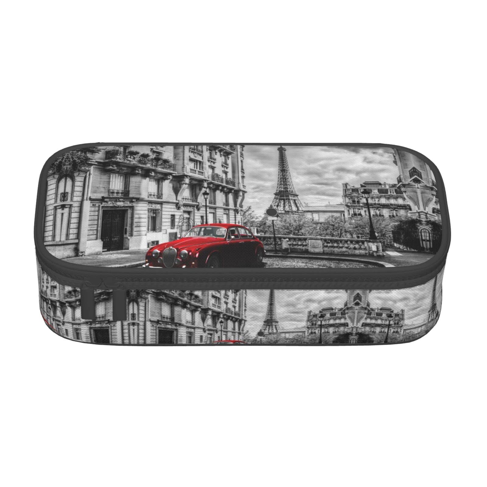 FADUNI City Street Red Car Large Pencil Case for Girls and Boys, Aesthetic Pencil Bag with Multi Compartments for Adults, Office Stationary Organizer Practical for Kids Teenage Women Men