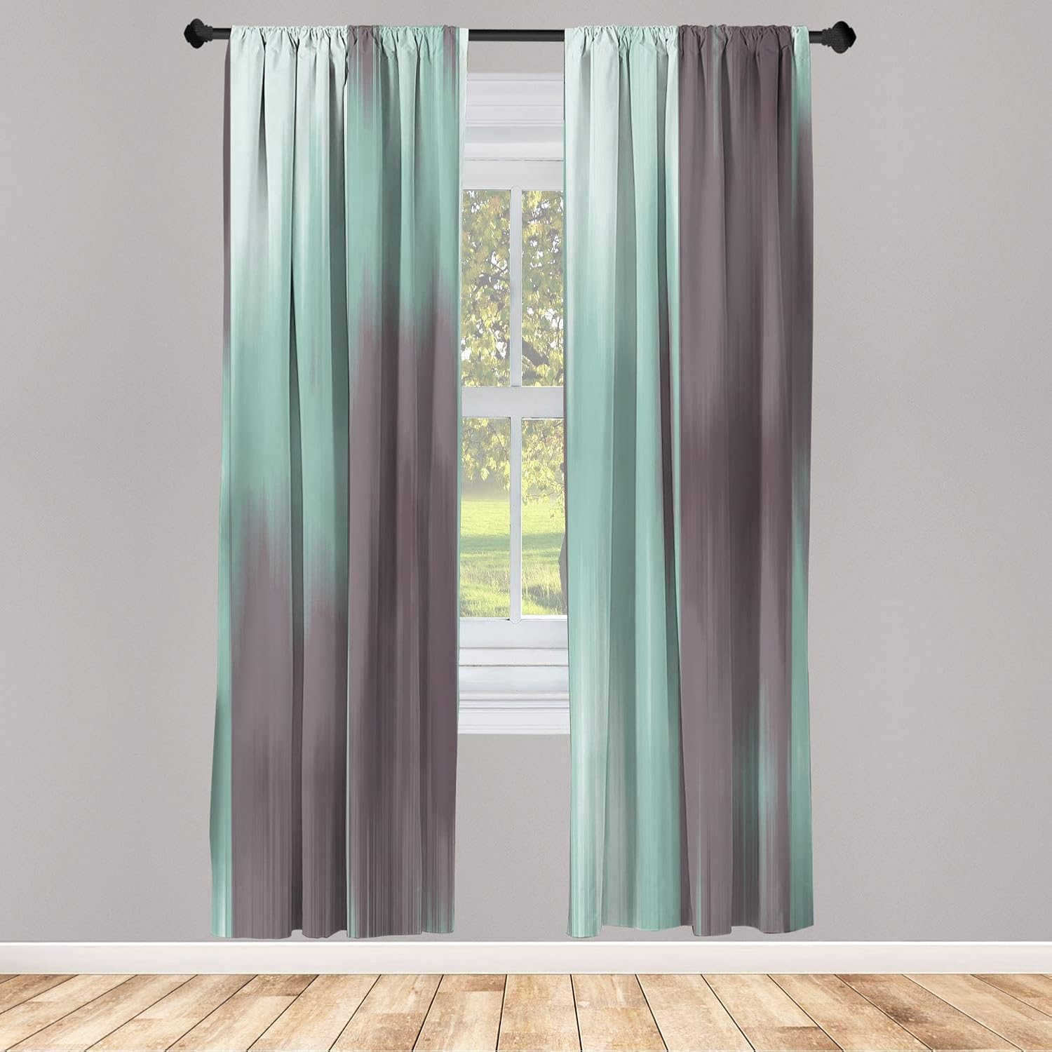 Ambesonne Earth Tones Window Curtains, Abstract Modern Design Ombre Inspired Smooth Color Transitions, Lightweight Decorative 2-Panel Set & Rod Pocket, Pair of - 28" x 84", Reseda Green
