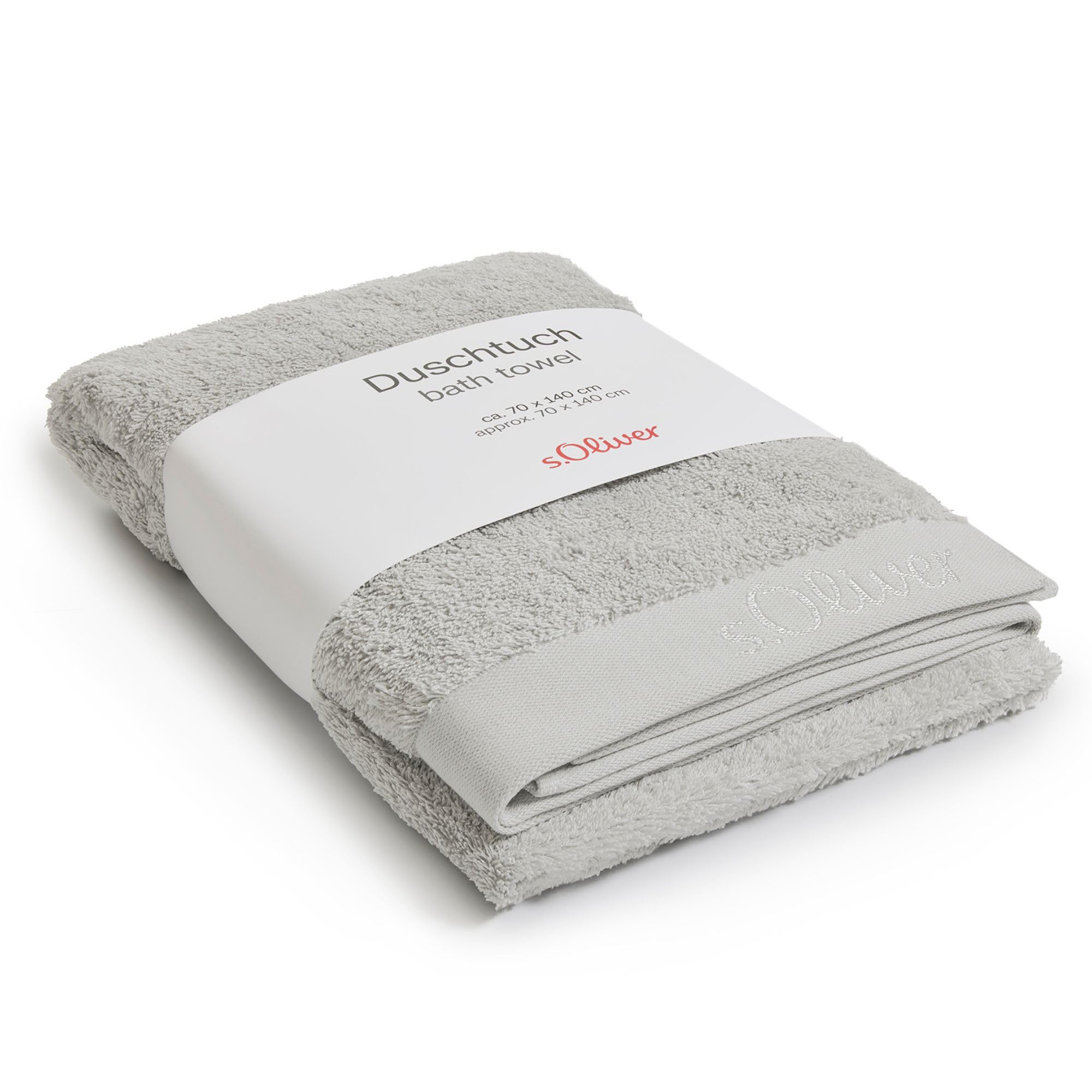 s.Oliver Bath Towel, 70 x 140 cm, 100% Cotton, 600 g/m², Soft & Absorbent, Light Grey