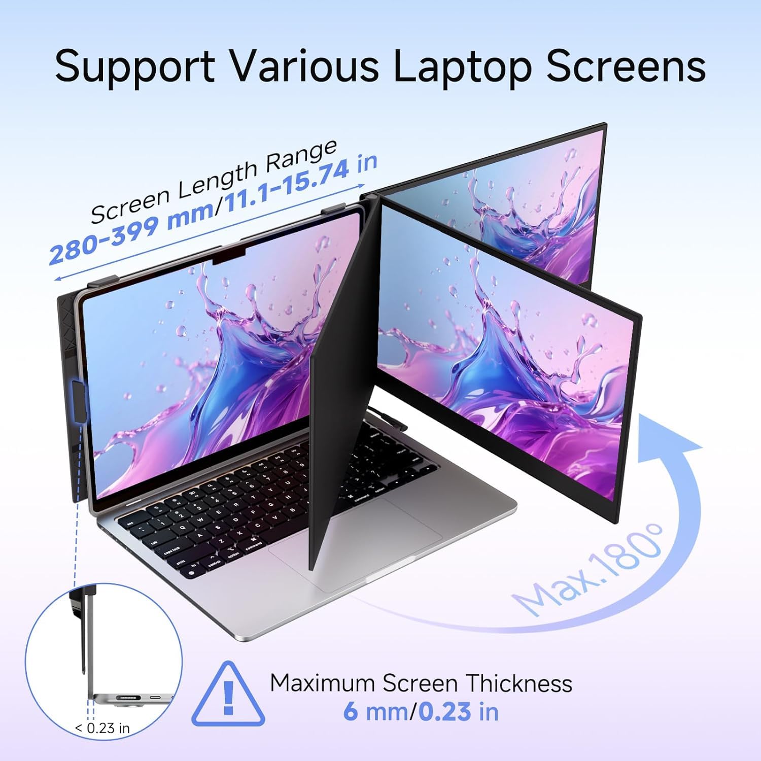 ROYY Laptop Bildschirm Erweiterung, 14" Ultradünn 1080P FHD Tragbarer Monitor für Laptops mit HDMI/USB-A/Type-C, Plug & Play für Windows/Mac/Android/Chrome