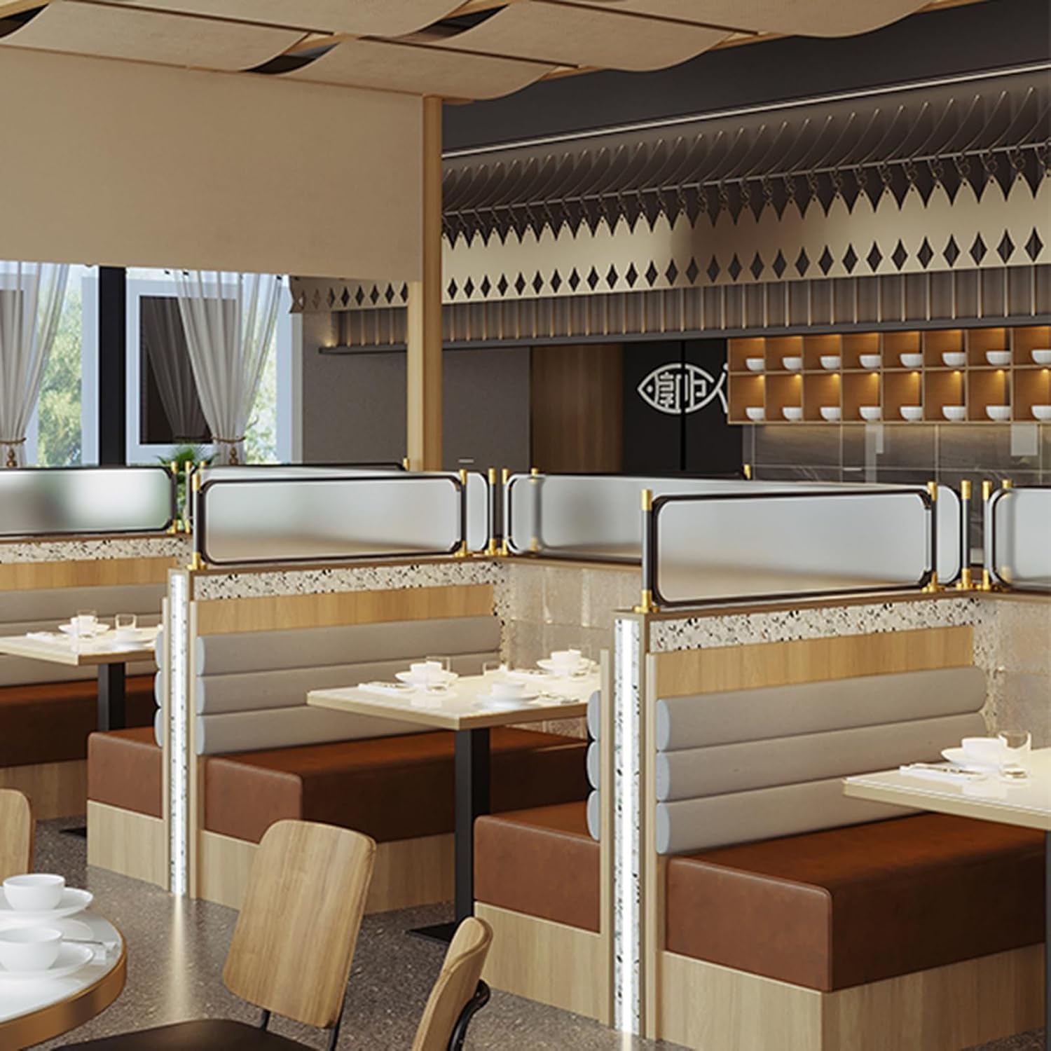 Genérico Mampara de Comedor Blanca Elegante de 80 x 30 cm con Superficie de Cristal para restaurantes y Bares. Solución de decoración Elegante de Calidad Comercial para comedores.