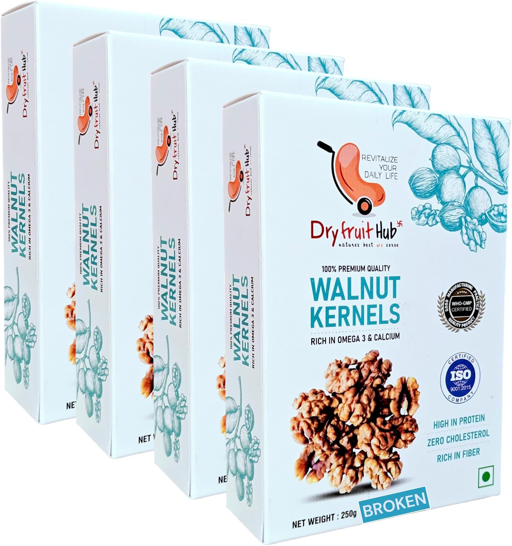 Walnut Kernels 1kg | Walnuts Without Shell Broken | Organic Kashmiri Walnut Kernels Broken Akhrot Giri | Healthy Snacks [ Pack of 4