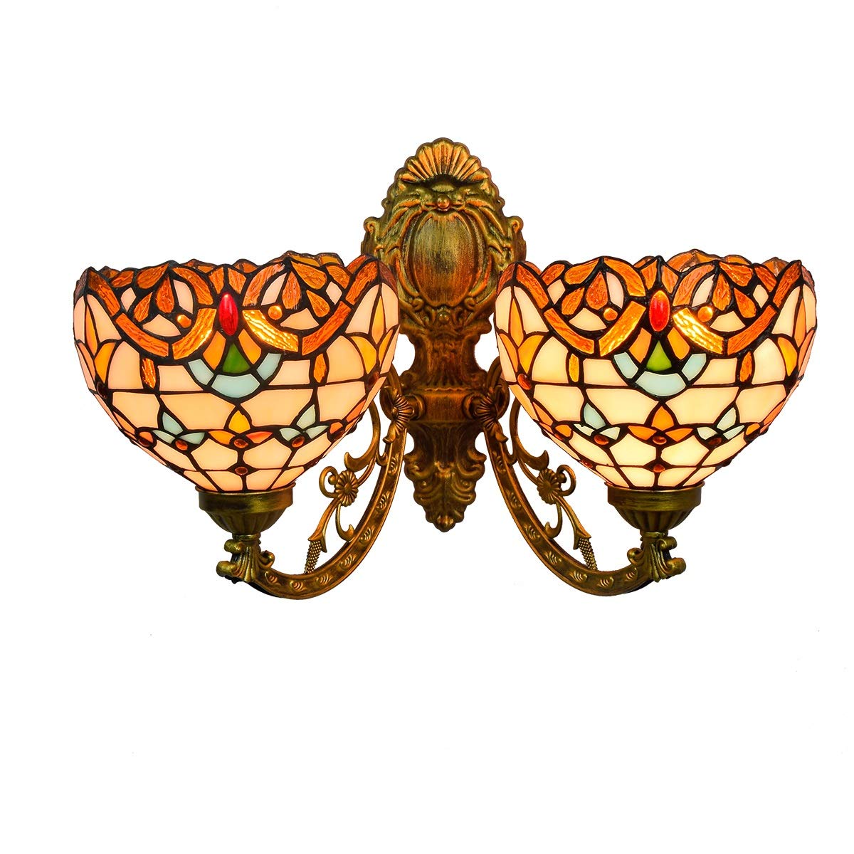 GAUUA Tiffany Style Double -Headed Wall Lamp In Simple And Modern Baroque Style 8 Inch For Creative Corridor Glass Lamp Tinged With Baroque Style